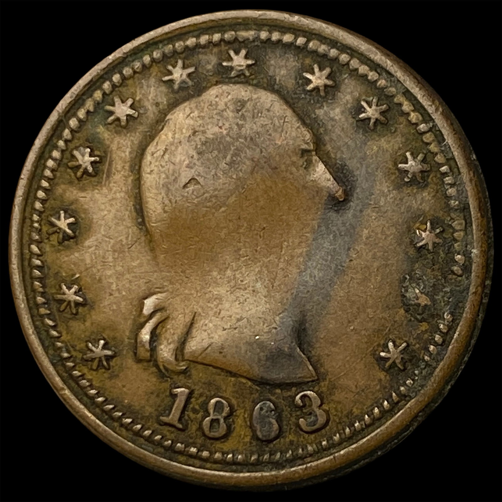 1863 Civil War Token - Our Union CLOSELY UNCIRCULATED: 1863 Civil War Token - Our Union CLOSELY UNCIRCULATED