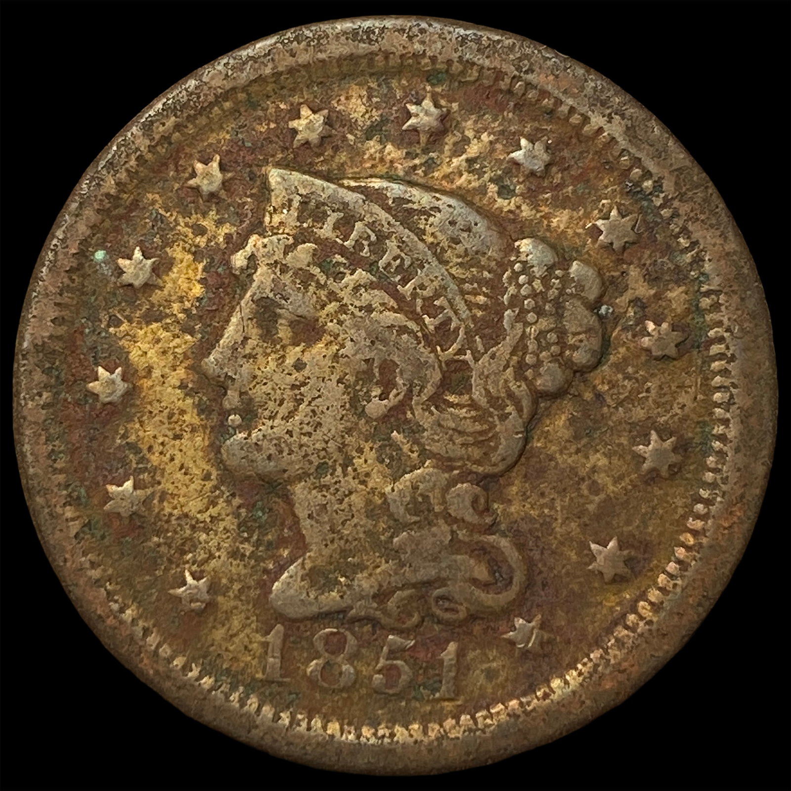 1851 Braided Hair Large Cent LIGHTLY CIRCULATED: 1851 Braided Hair Large Cent LIGHTLY CIRCULATED