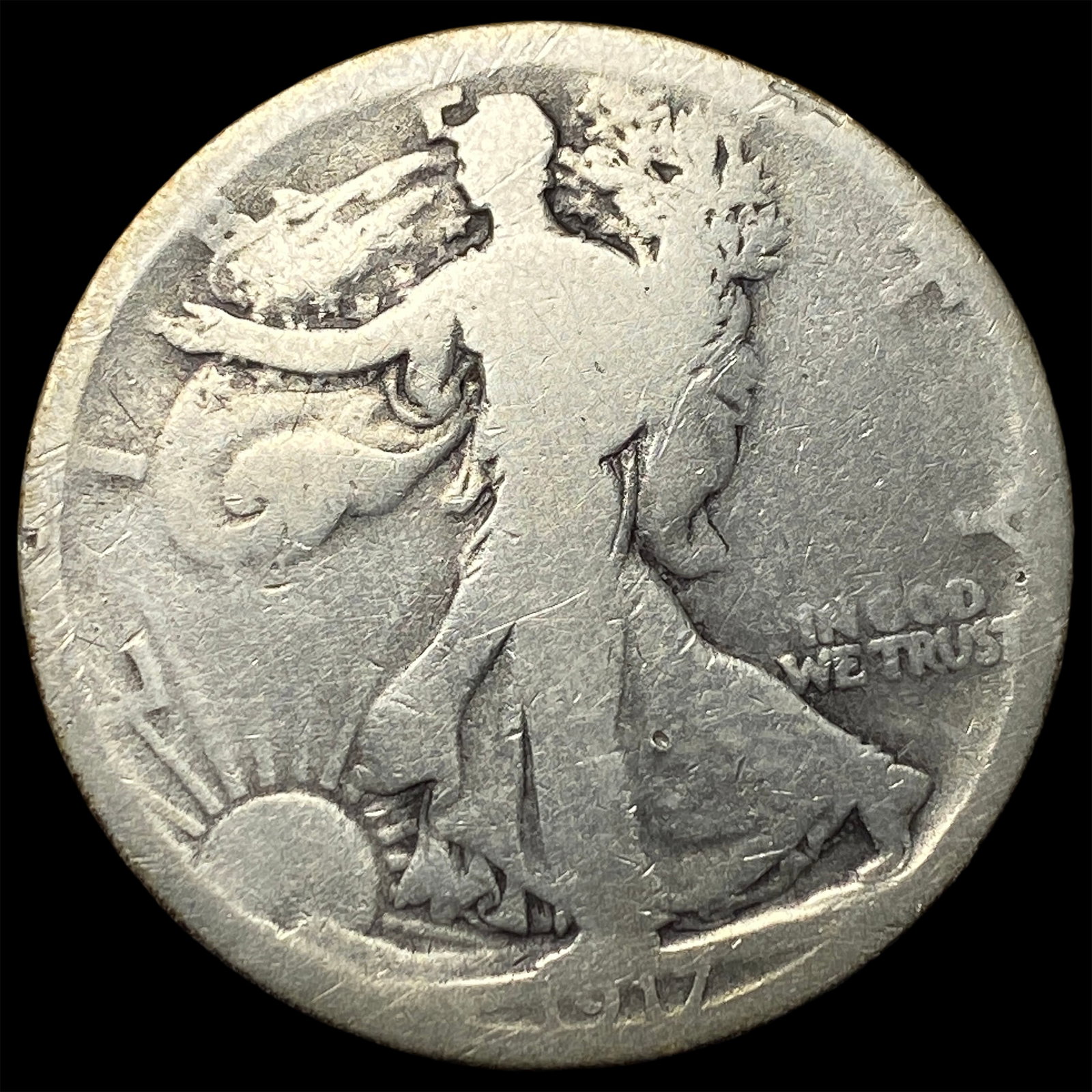 1917-D Reverse Silver Walking Liberty Half Dollar NICELY CIRCULATED: 1917-D Reverse Silver Walking Liberty Half Dollar NICELY CIRCULATED