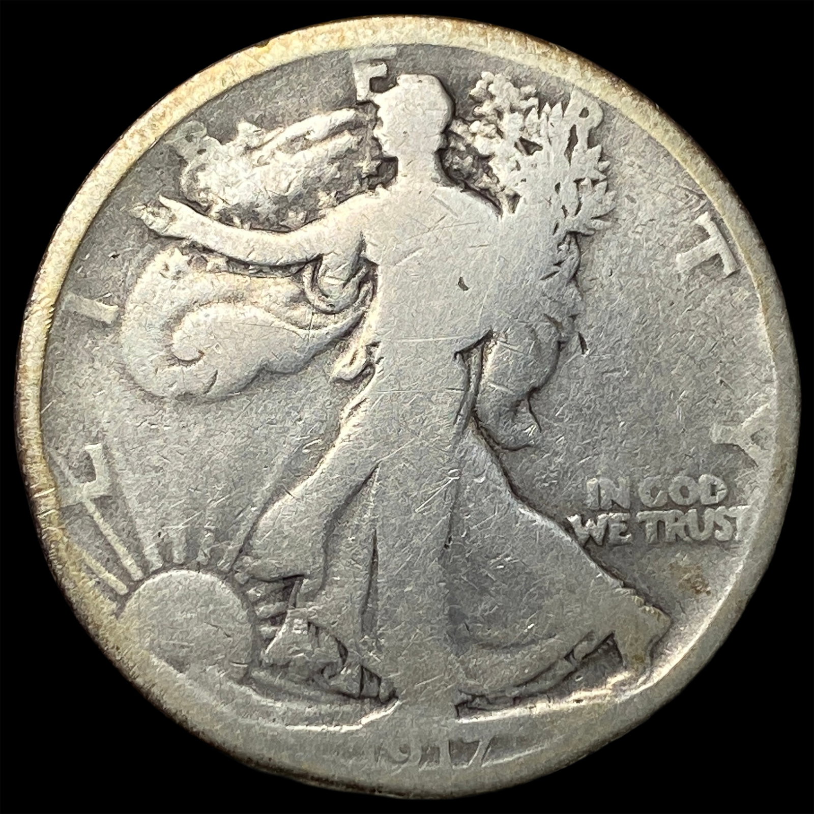 1917-S Silver Walking Liberty Half Dollar NICELY CIRCULATED: 1917-S Silver Walking Liberty Half Dollar NICELY CIRCULATED
