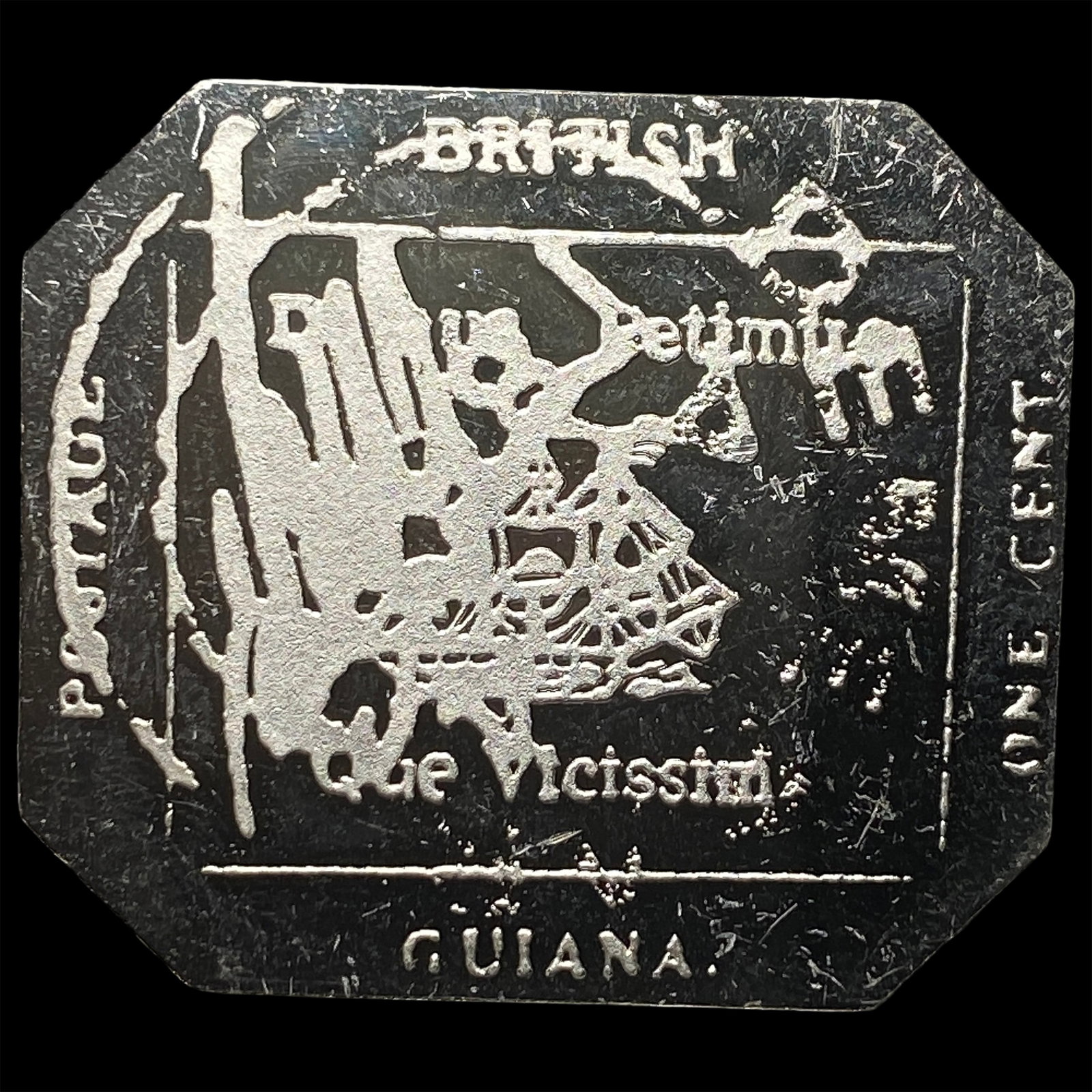 1856 British Guiana 1Â¢ Black on Magenta stamp GEM BU (1 of 2)
