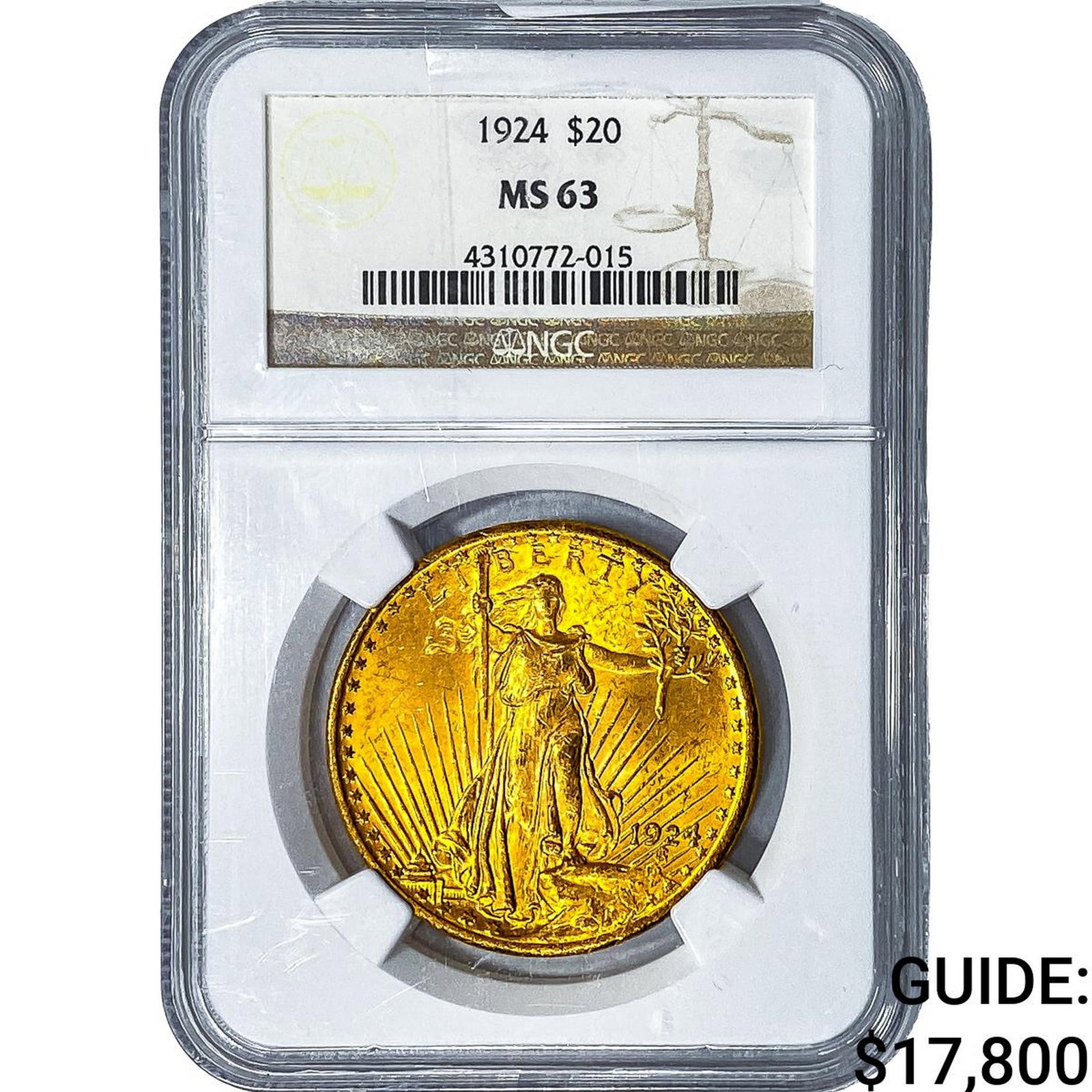 1924 $20 Gold Double Eagle NGC MS63: 1924 $20 Gold Double Eagle NGC MS63