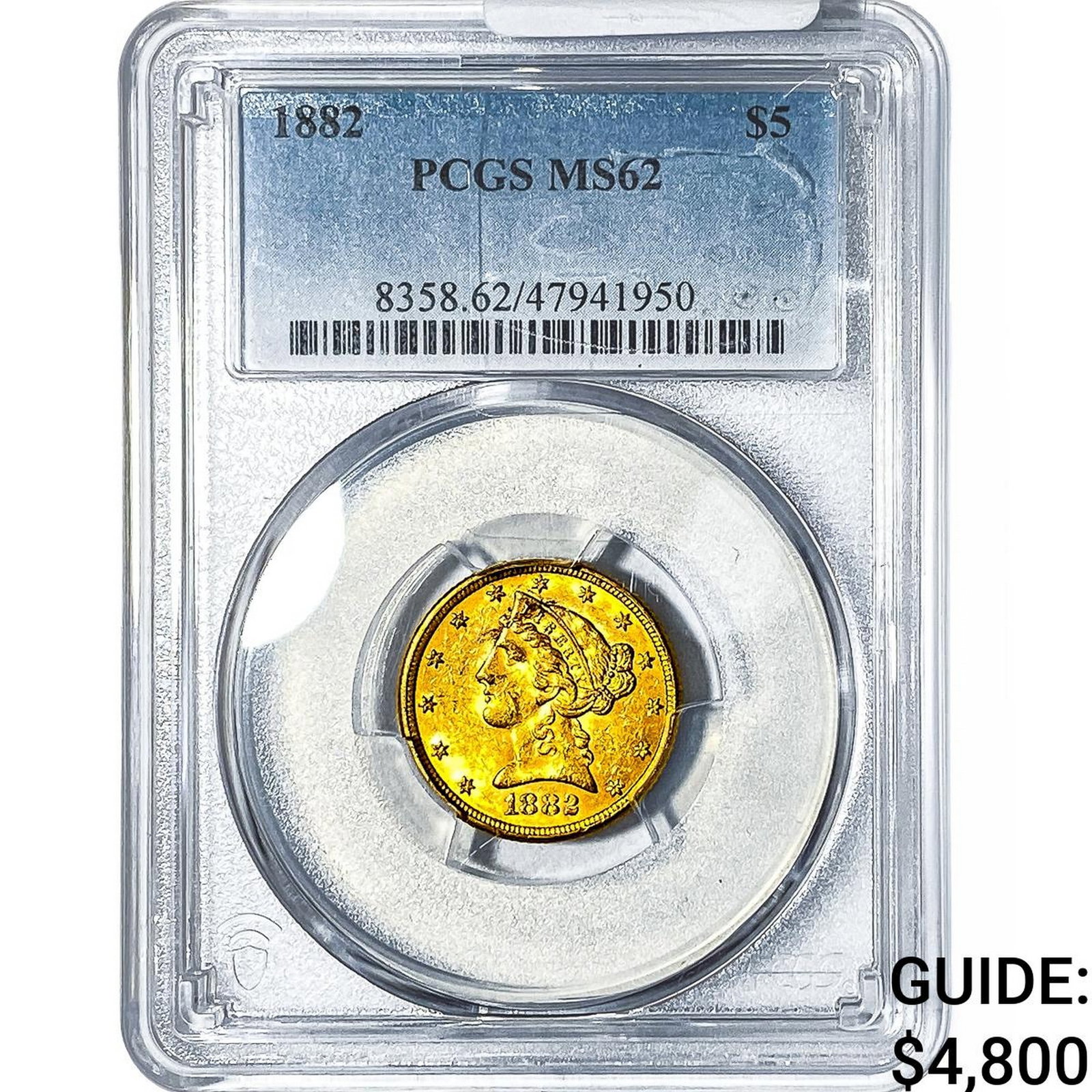 1882 $5 Gold Half Eagle PCGS MS62 (1 of 4)