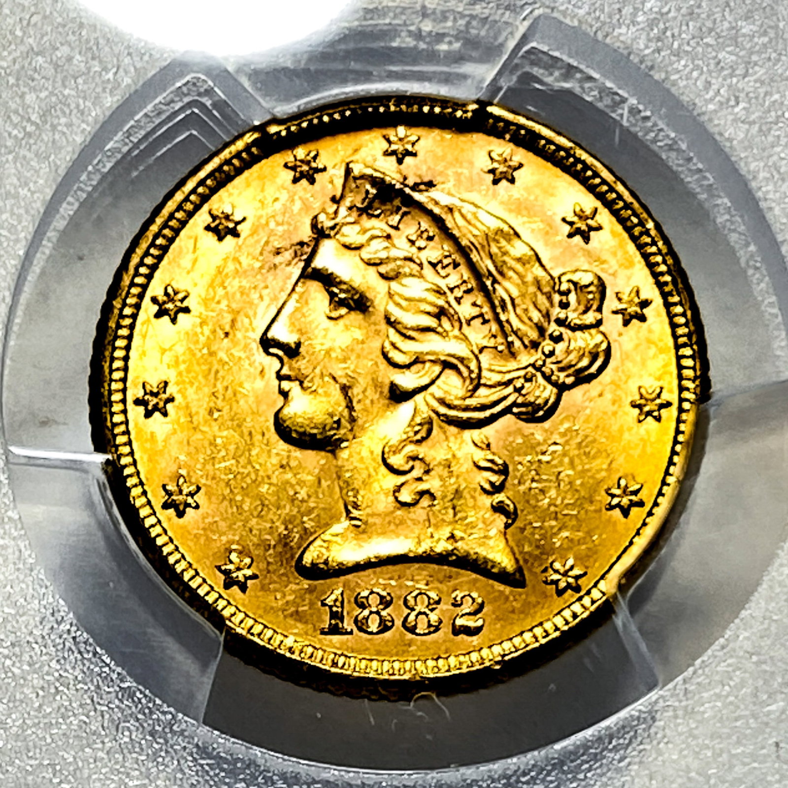 1882 $5 Gold Half Eagle PCGS MS62 - 3