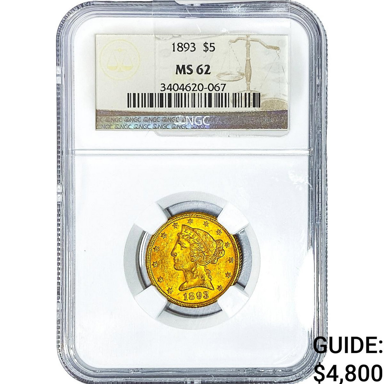 1893 $5 Gold Half Eagle NGC MS62 (1 of 4)