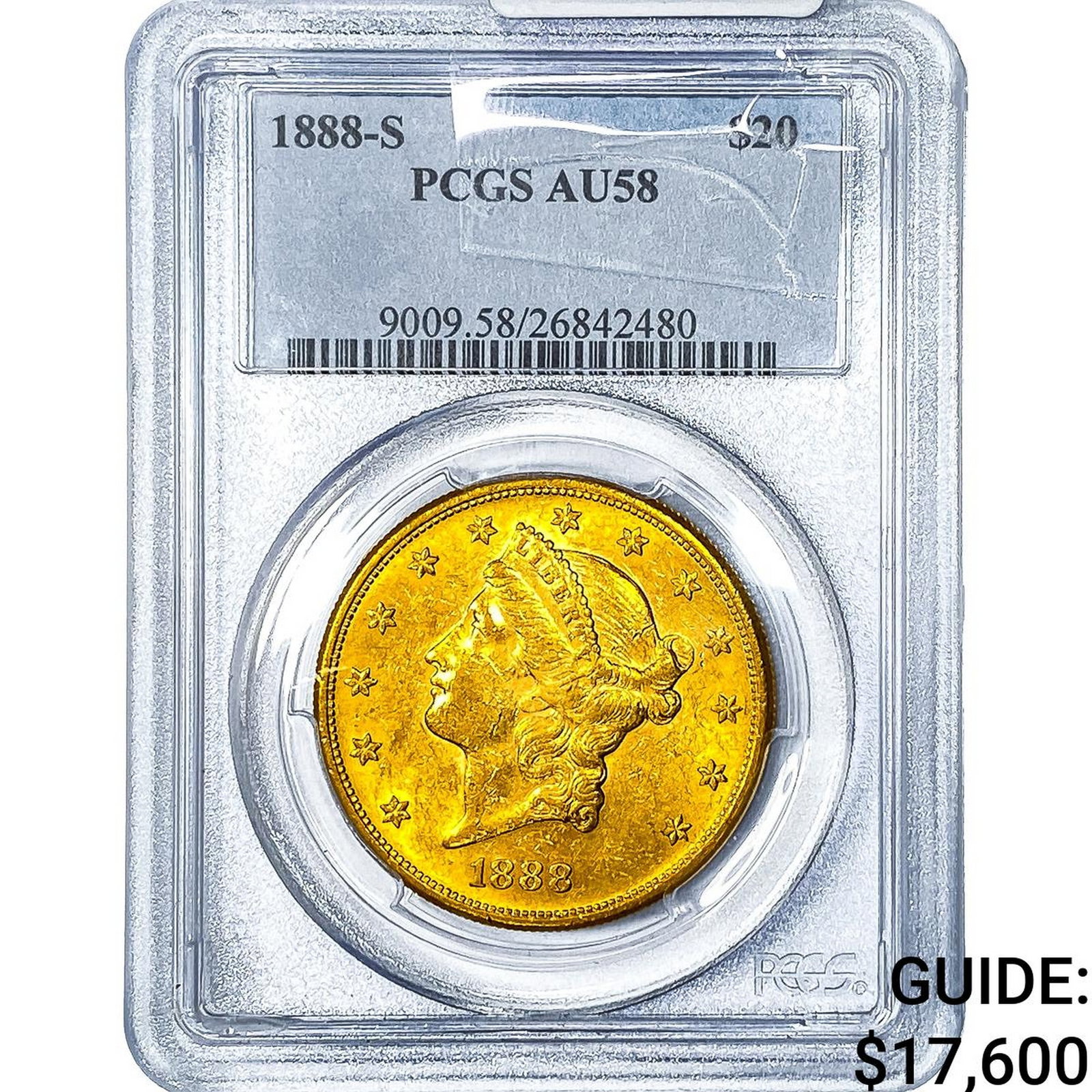 1888-S $20 Gold Double Eagle PCGS AU58: 1888-S $20 Gold Double Eagle PCGS AU58