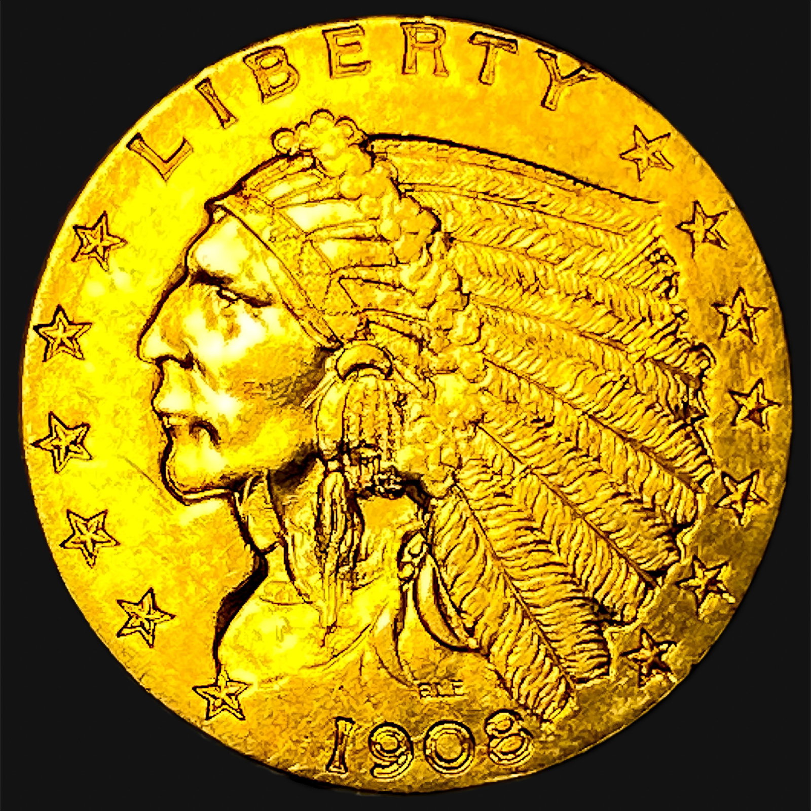 1908 $2.50 Gold Quarter Eagle: 1908 $2.50 Gold Quarter Eagle