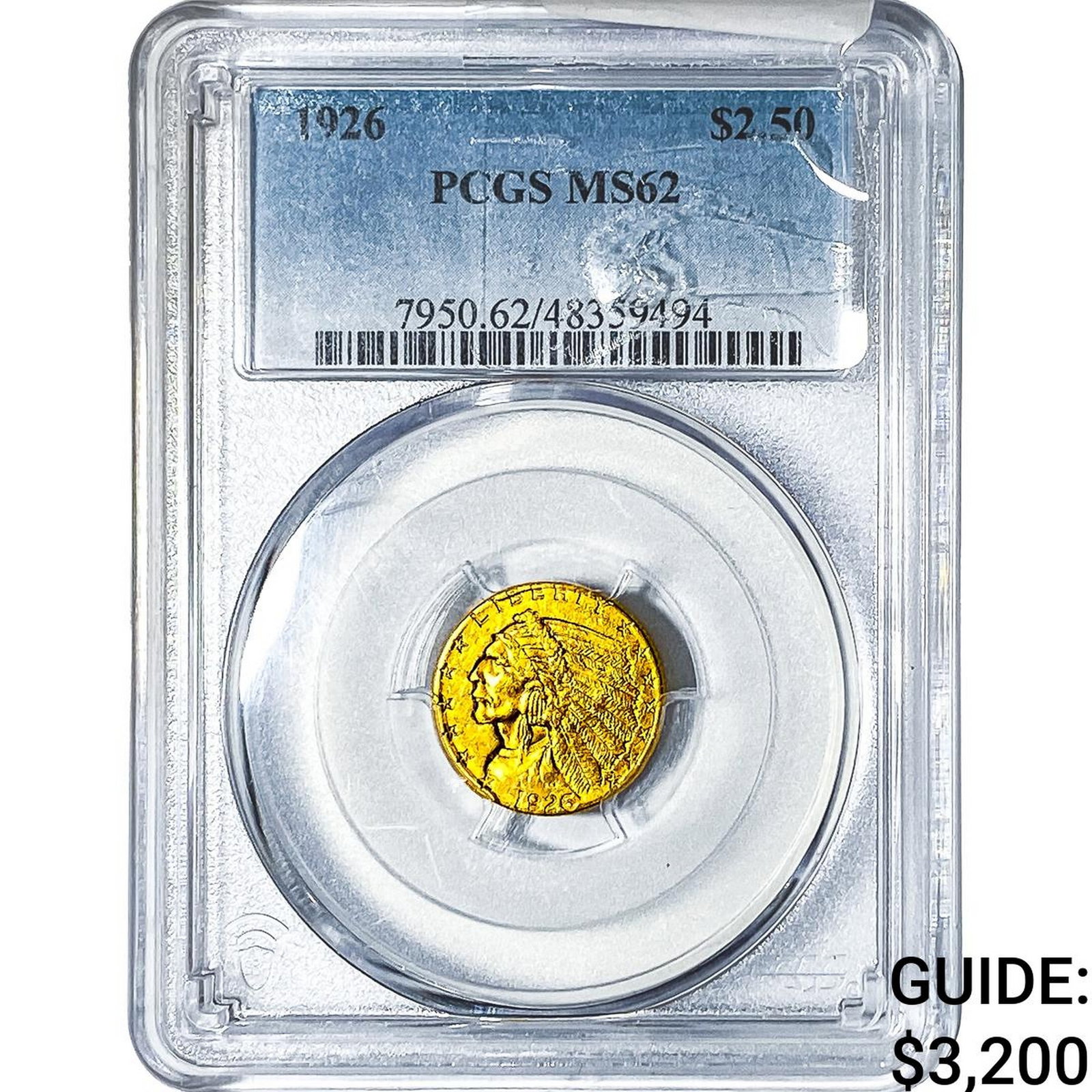 1926 $2.50 Gold Quarter Eagle PCGS MS62: 1926 $2.50 Gold Quarter Eagle PCGS MS62
