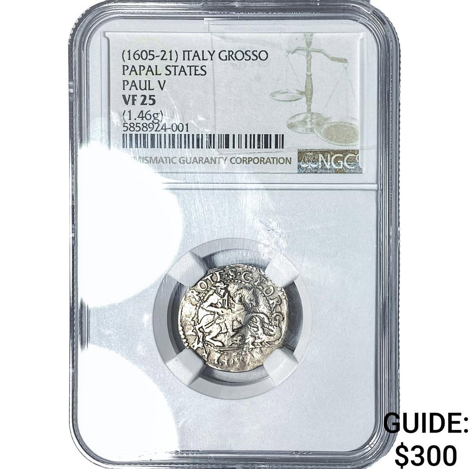 1605-21 Papal States Italy Paul V Silver Grosso: 1605-21 Papal States Italy Paul V Silver Grosso