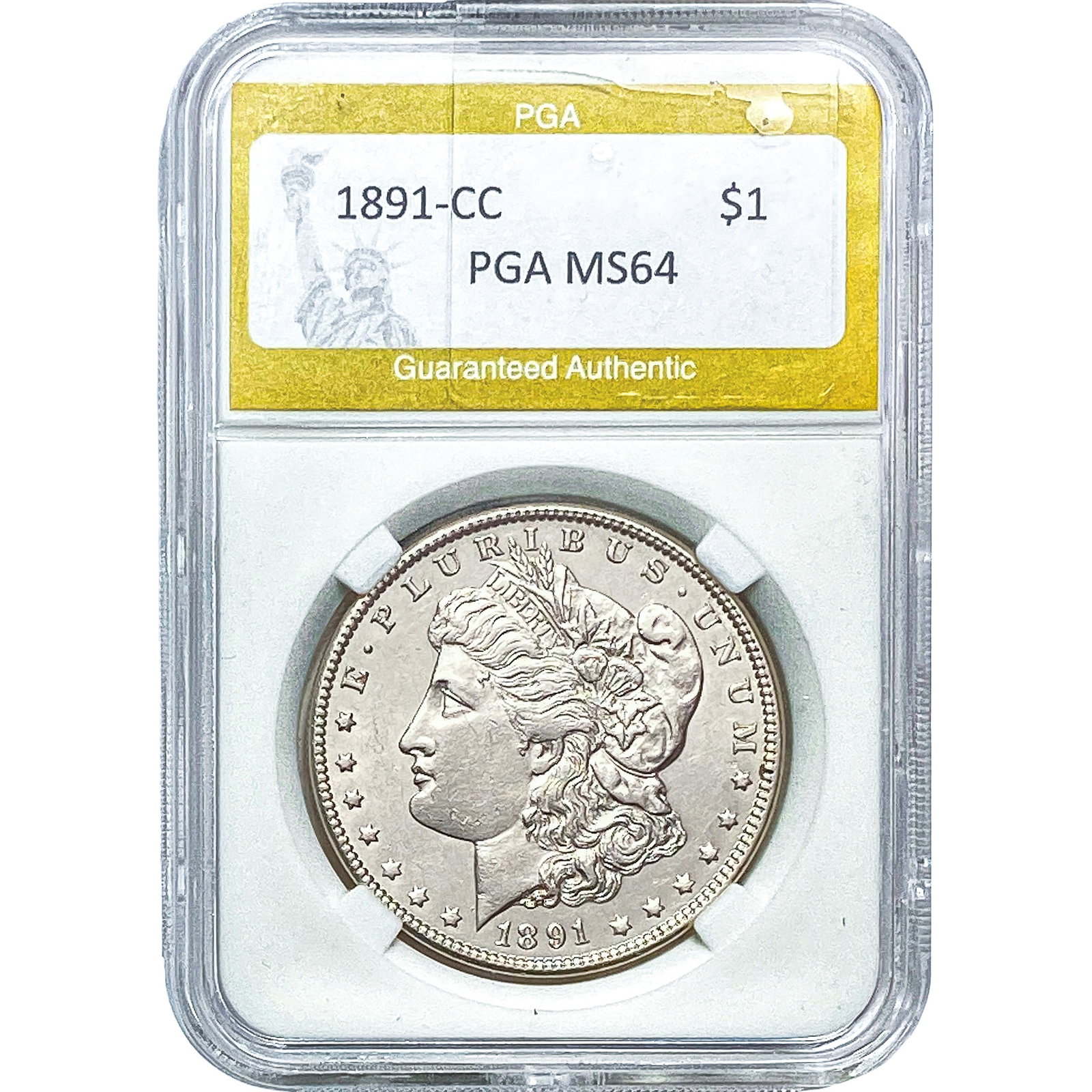 1891-CC Morgan Silver Dollar PGA MS64: 1891-CC Morgan Silver Dollar PGA MS64