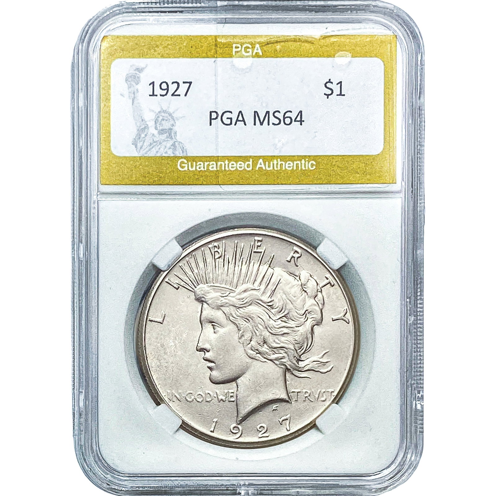 1927 Silver Peace Dollar PGA MS64: 1927 Silver Peace Dollar PGA MS64