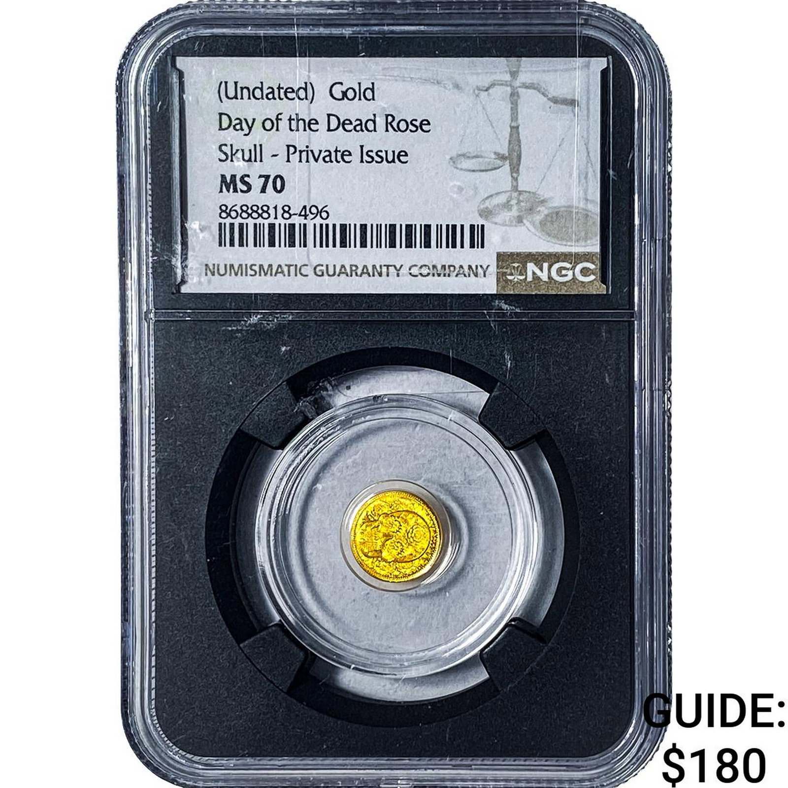 Day of the Dead Rose Skull 1/200oz Gold Pri. Iss.: Day of the Dead Rose Skull 1/200oz Gold Pri. Iss.