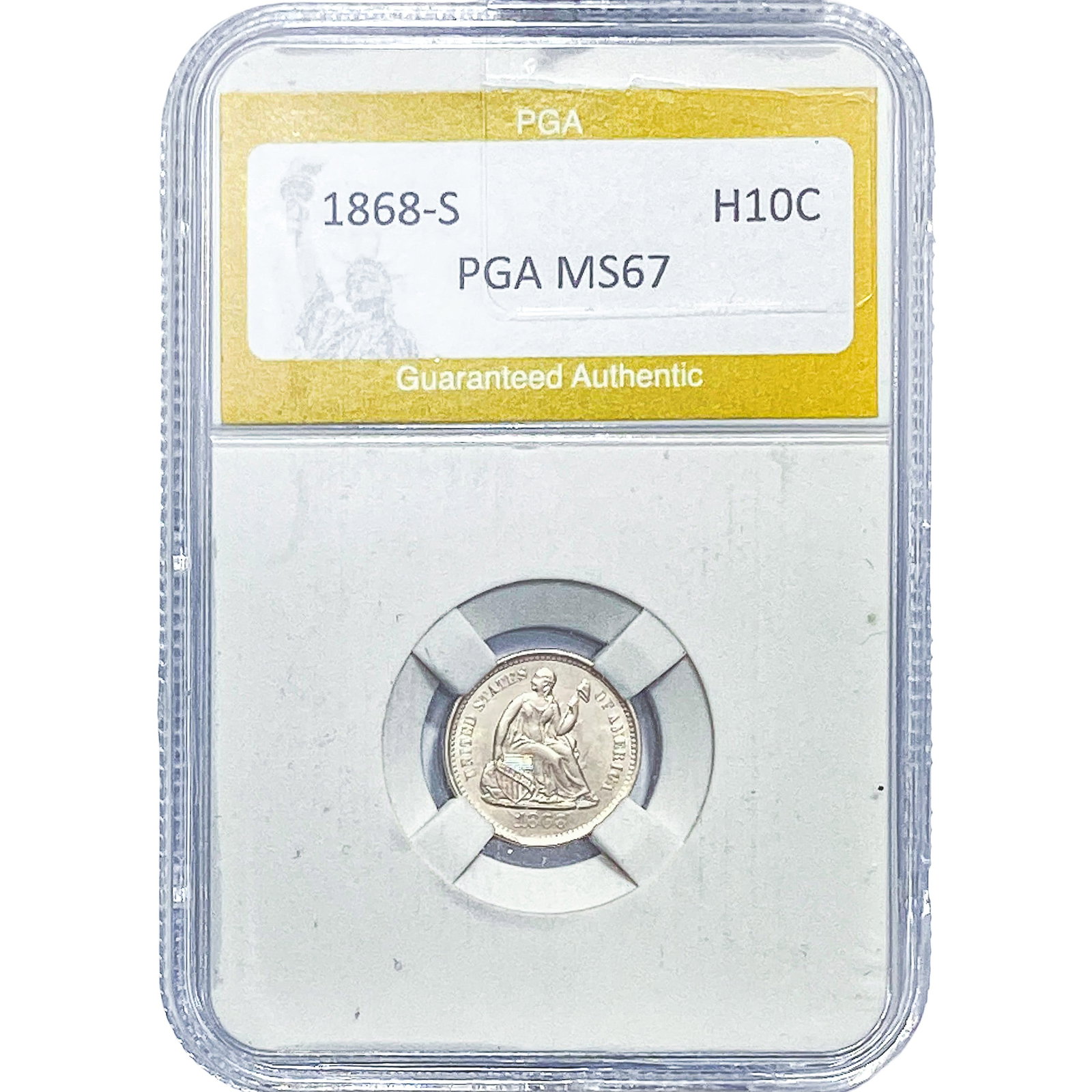 1868-S Seated Liberty Half Dime PGA MS67: 1868-S Seated Liberty Half Dime PGA MS67