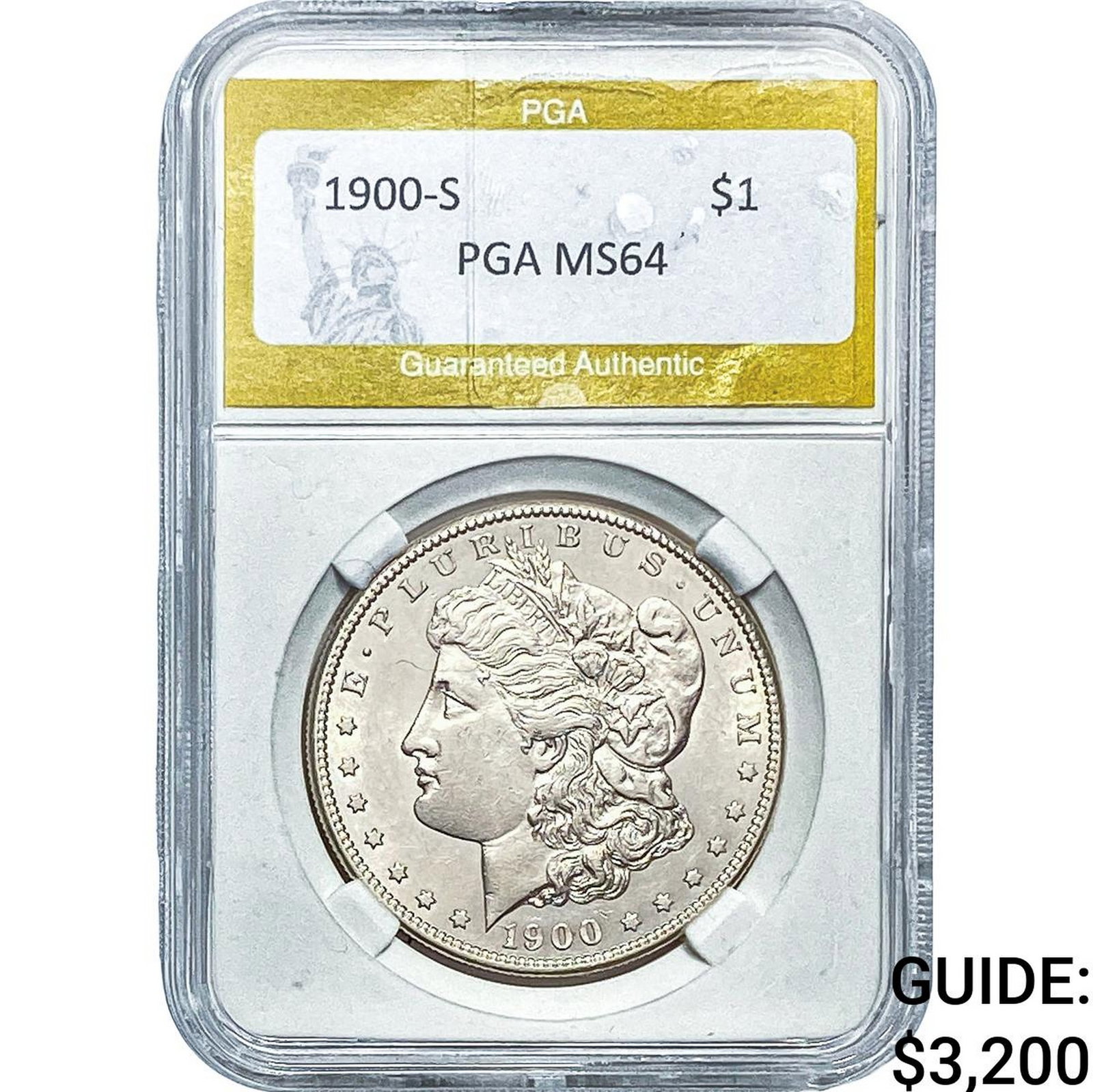 1900-S Morgan Silver Dollar PGA MS64: 1900-S Morgan Silver Dollar PGA MS64