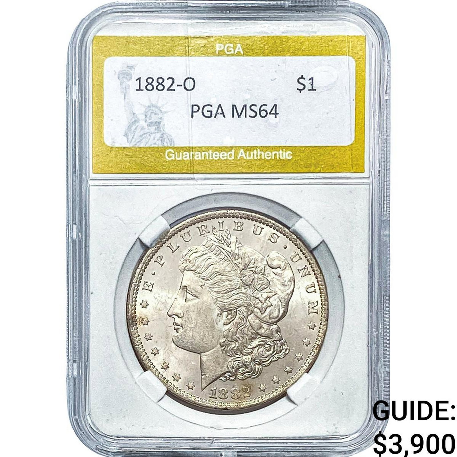 1882-O Morgan Silver Dollar PGA MS64: 1882-O Morgan Silver Dollar PGA MS64