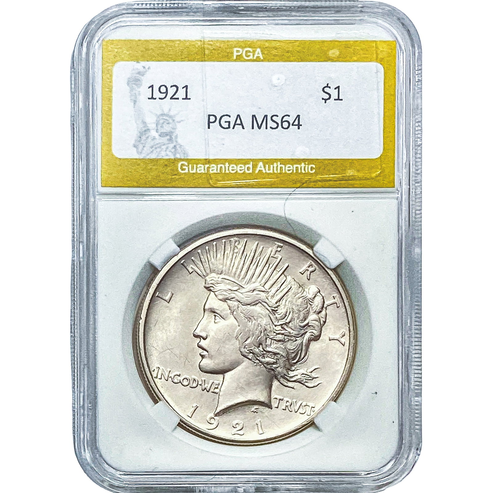 1921 Silver Peace Dollar PGA MS64: 1921 Silver Peace Dollar PGA MS64