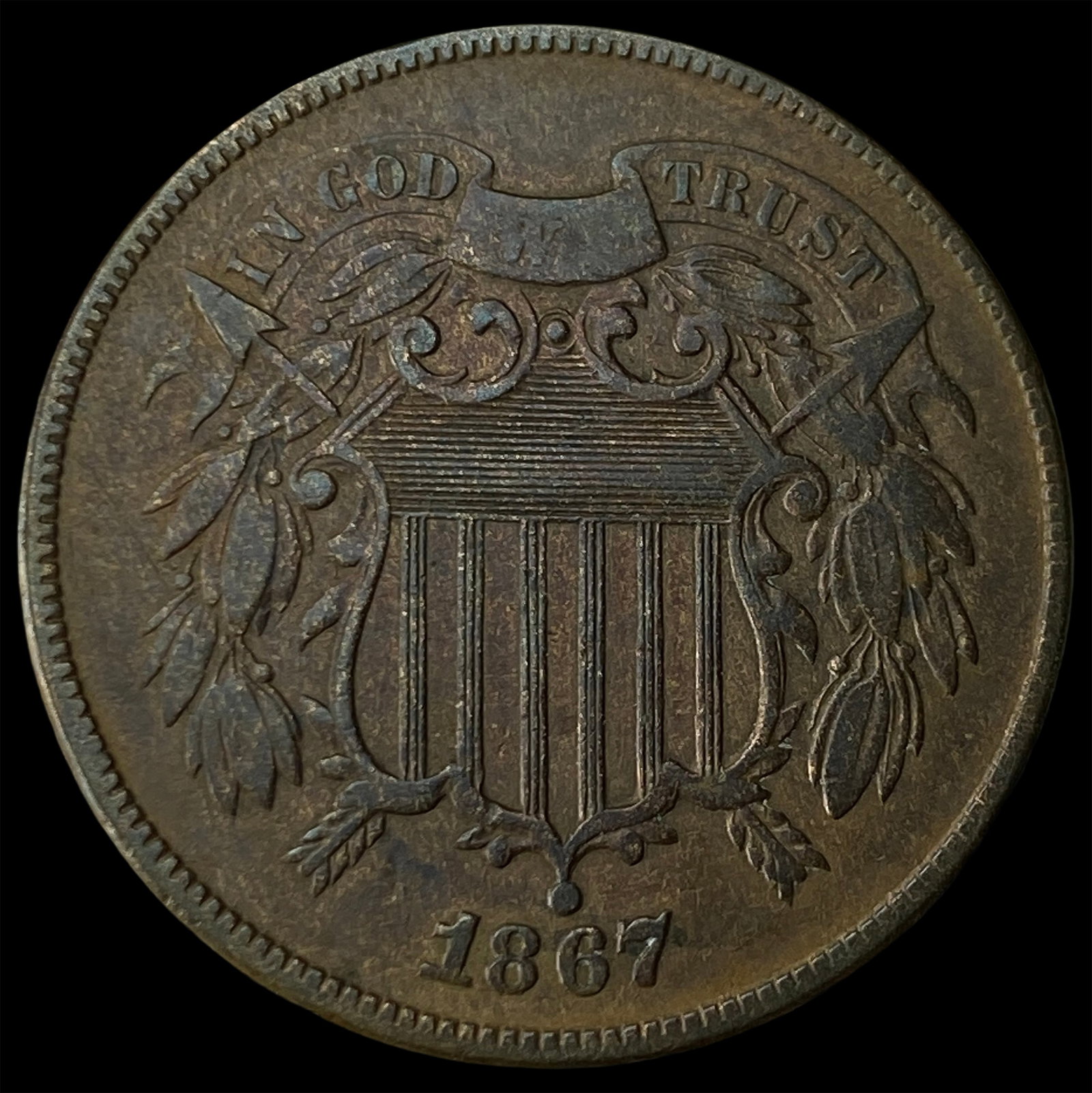 1867 Two-Cent Piece CHOICE AU (1 of 2)