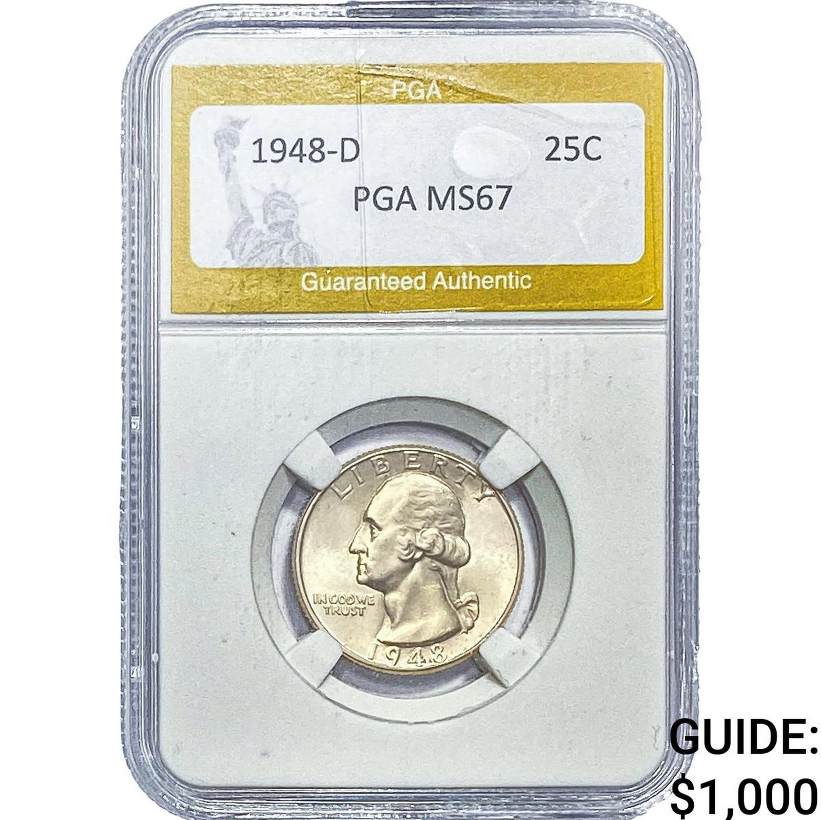 1948-D Washington Silver Quarter PGA MS67: 1948-D Washington Silver Quarter PGA MS67