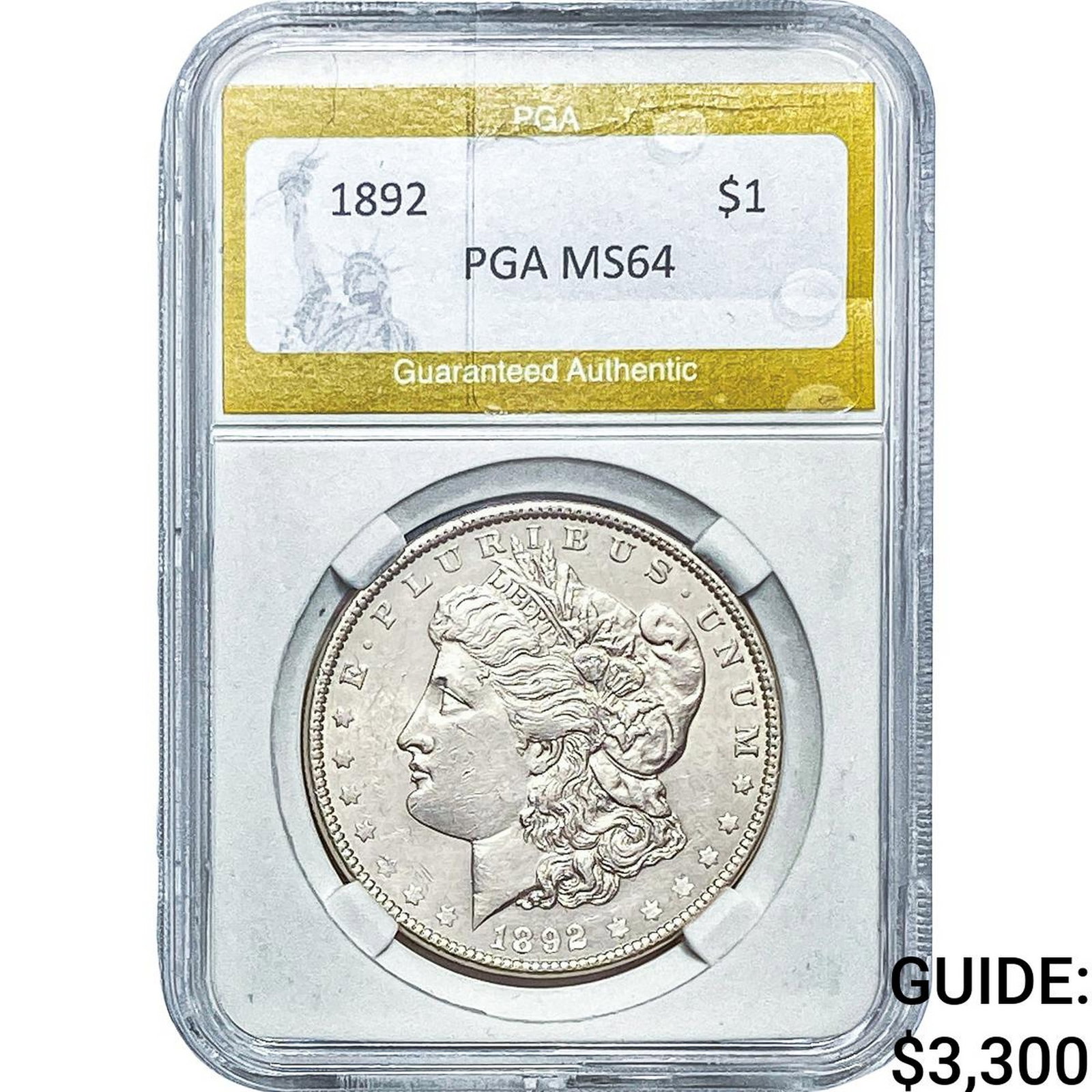 1892 Morgan Silver Dollar PGA MS64: 1892 Morgan Silver Dollar PGA MS64