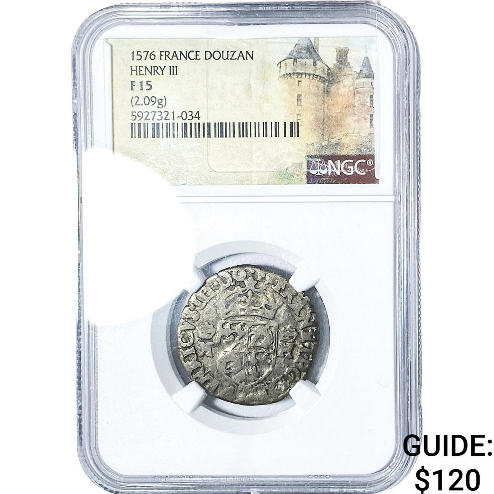 1576 France Henry III BI Douzan NGC F15: 1576 France Henry III BI Douzan NGC F15
