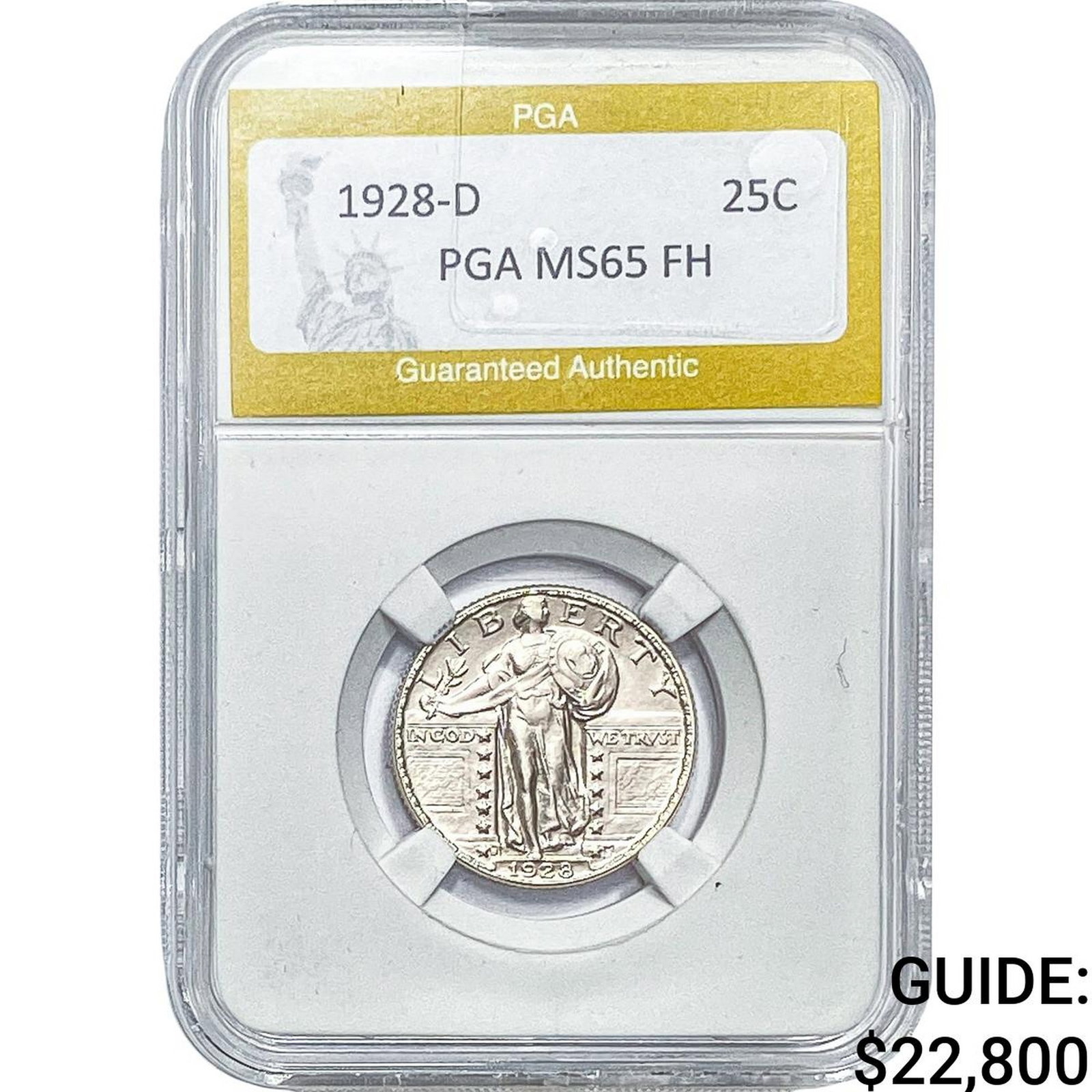 1928-D Standing Liberty Quarter PGA MS65FH: 1928-D Standing Liberty Quarter PGA MS65FH