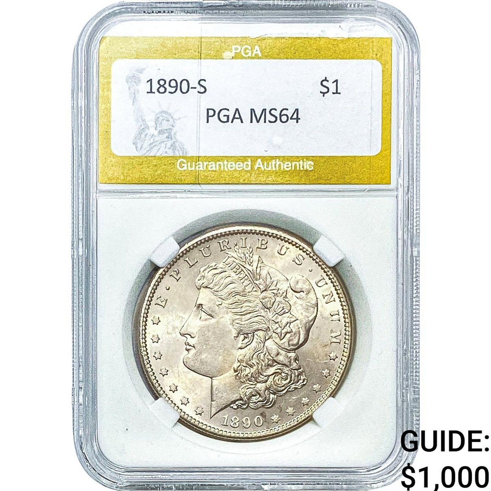 1890-S Morgan Silver Dollar PGA MS64: 1890-S Morgan Silver Dollar PGA MS64