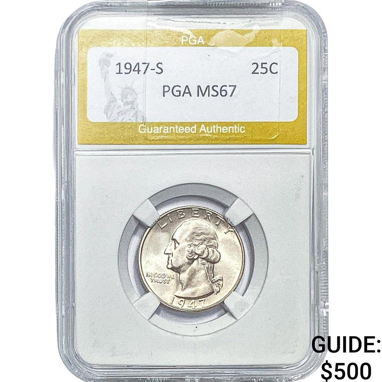 1947-S Washington Silver Quarter PGA MS67: 1947-S Washington Silver Quarter PGA MS67