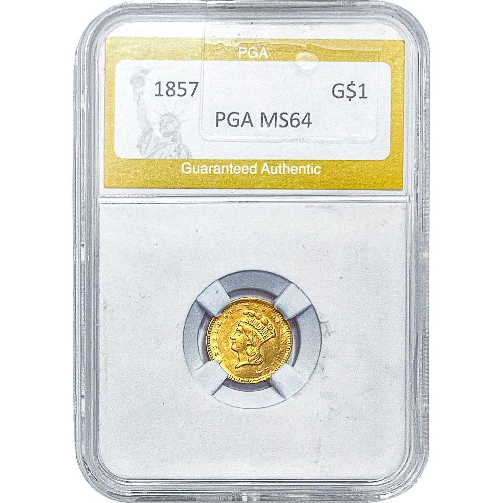 1857 Rare Gold Dollar PGA MS64: 1857 Rare Gold Dollar PGA MS64