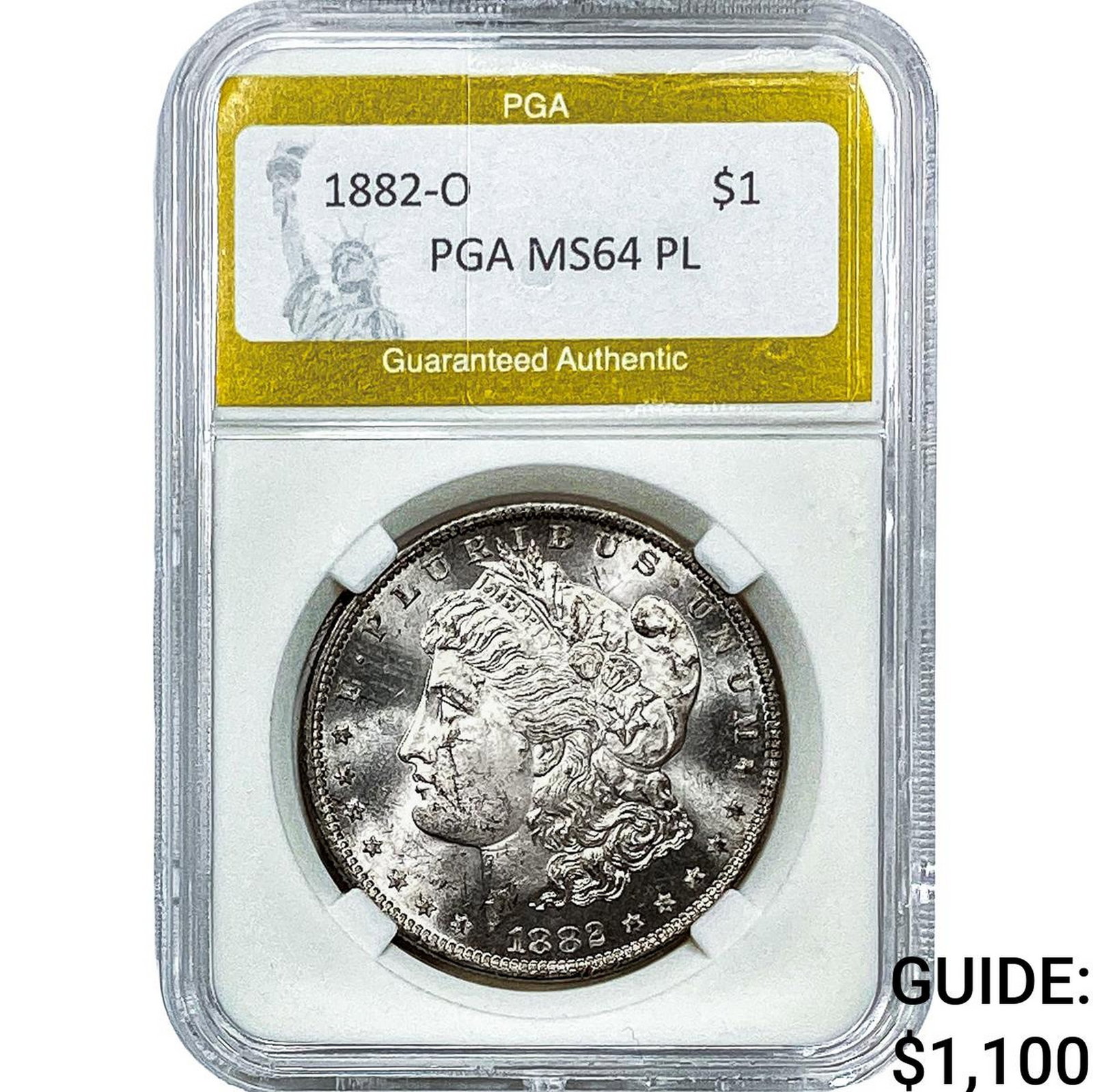 1882-O Morgan Silver Dollar PGA MS64PL: 1882-O Morgan Silver Dollar PGA MS64PL