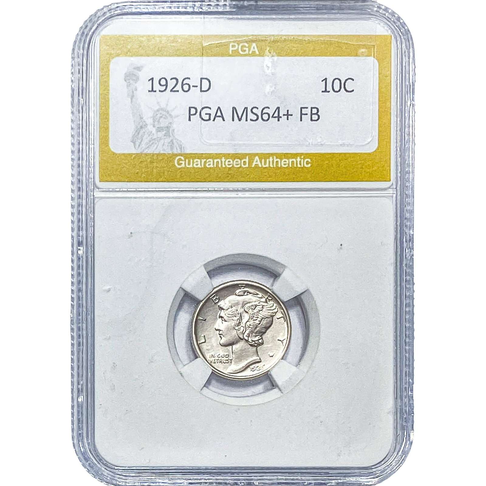 1926-D Mercury Silver Dime PGA MS64+FB (1 of 2)