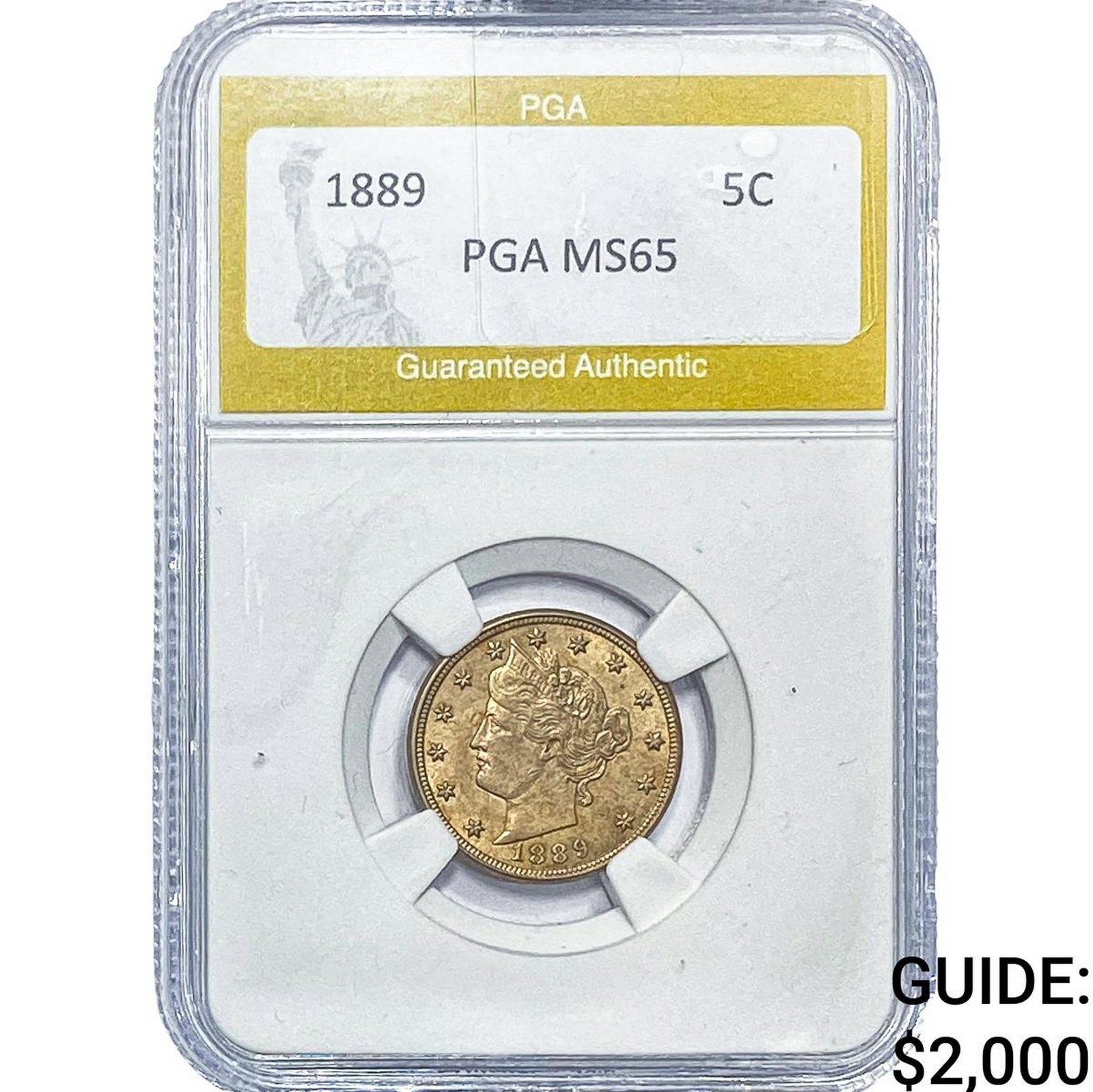 1889 Liberty Victory Nickel PGA MS65: 1889 Liberty Victory Nickel PGA MS65