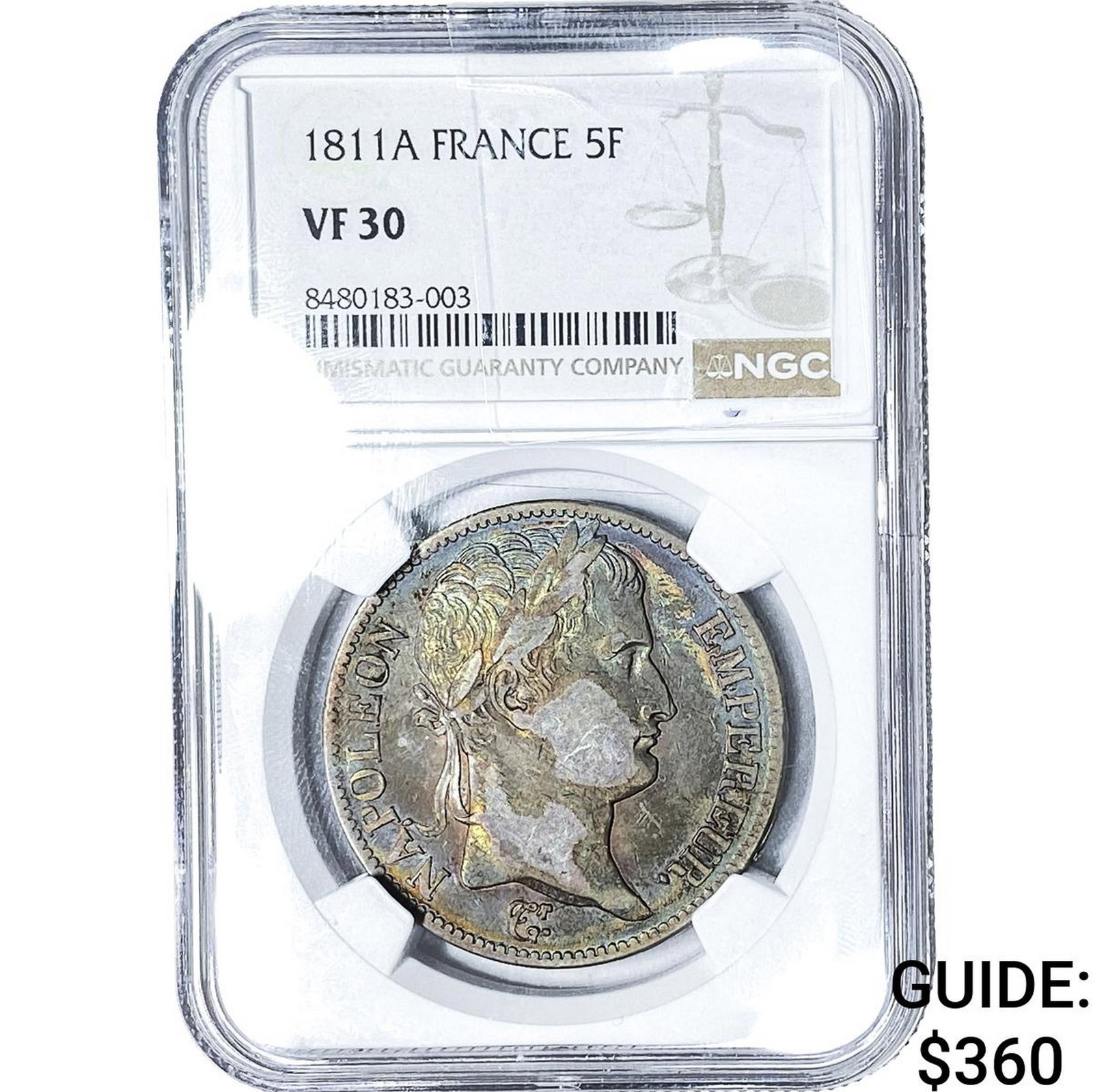 1811A France Silver 5 Francs NGC VF30 (1 of 2)