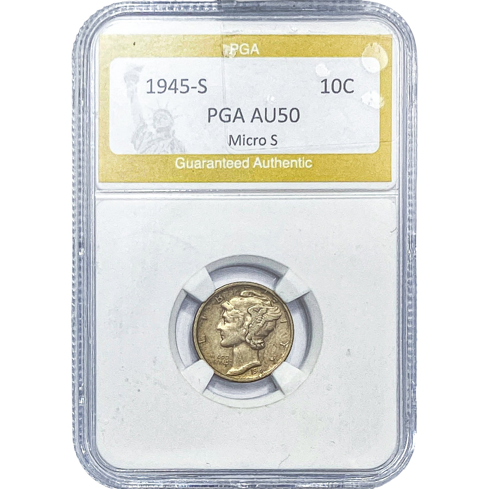 1945-S Mercury Silver Dime PGA AU50 Micro S (1 of 2)