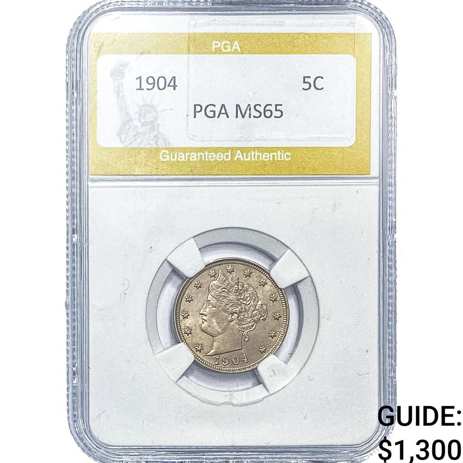 1904 Liberty Victory Nickel PGA MS65: 1904 Liberty Victory Nickel PGA MS65