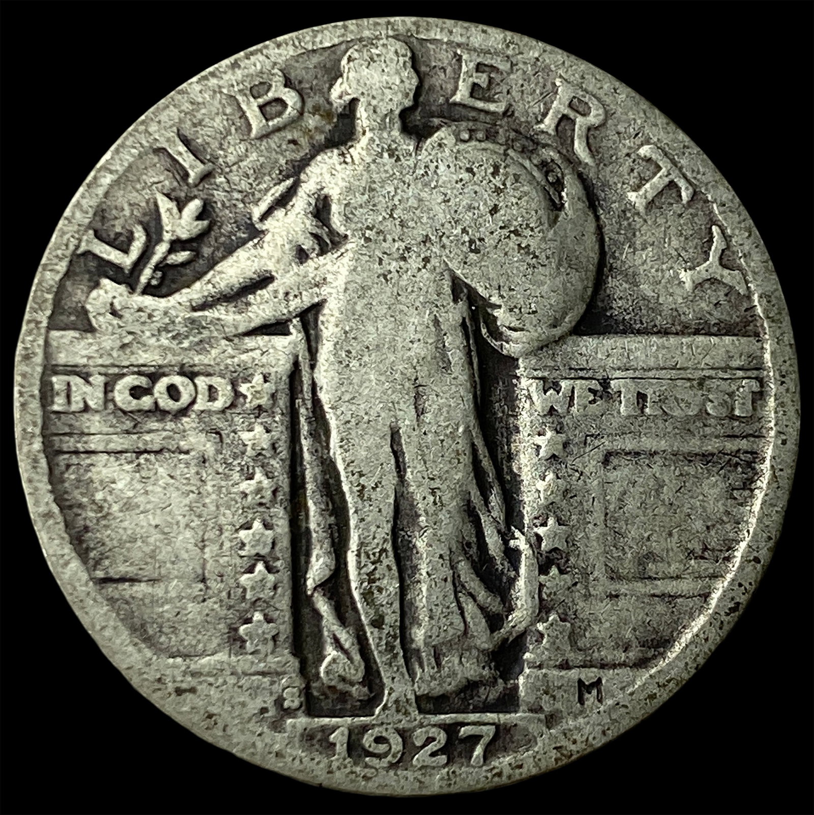 1927-S Silver Standing Liberty Quarter LIGHTLY CIRCULATED: 1927-S Silver Standing Liberty Quarter LIGHTLY CIRCULATED