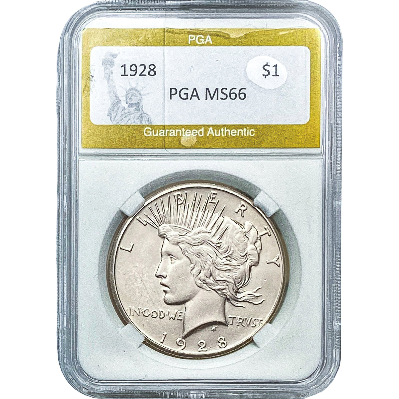 1928 Silver Peace Dollar PGA MS66: 1928 Silver Peace Dollar PGA MS66