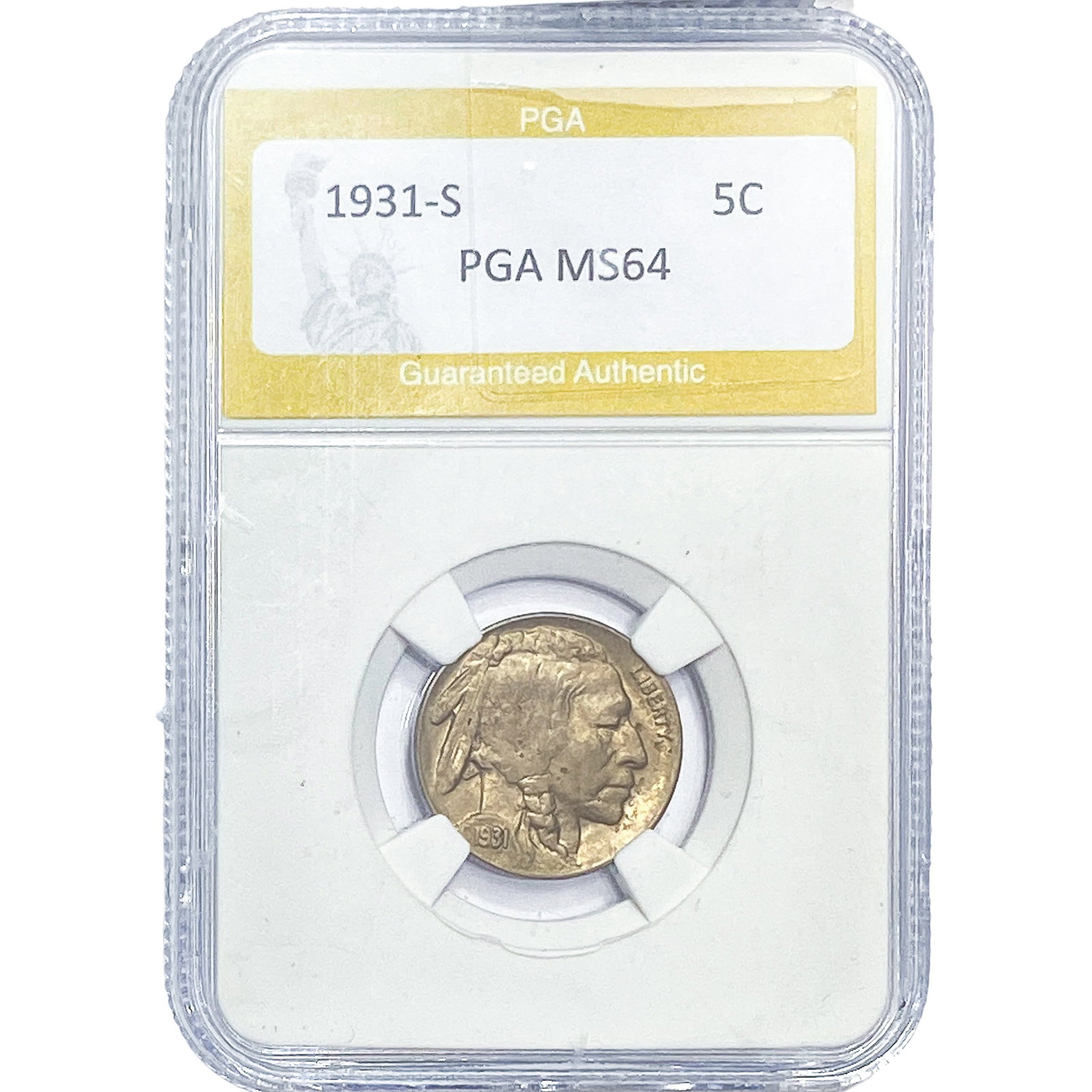 1931-S Buffalo Nickel PGA MS64: 1931-S Buffalo Nickel PGA MS64