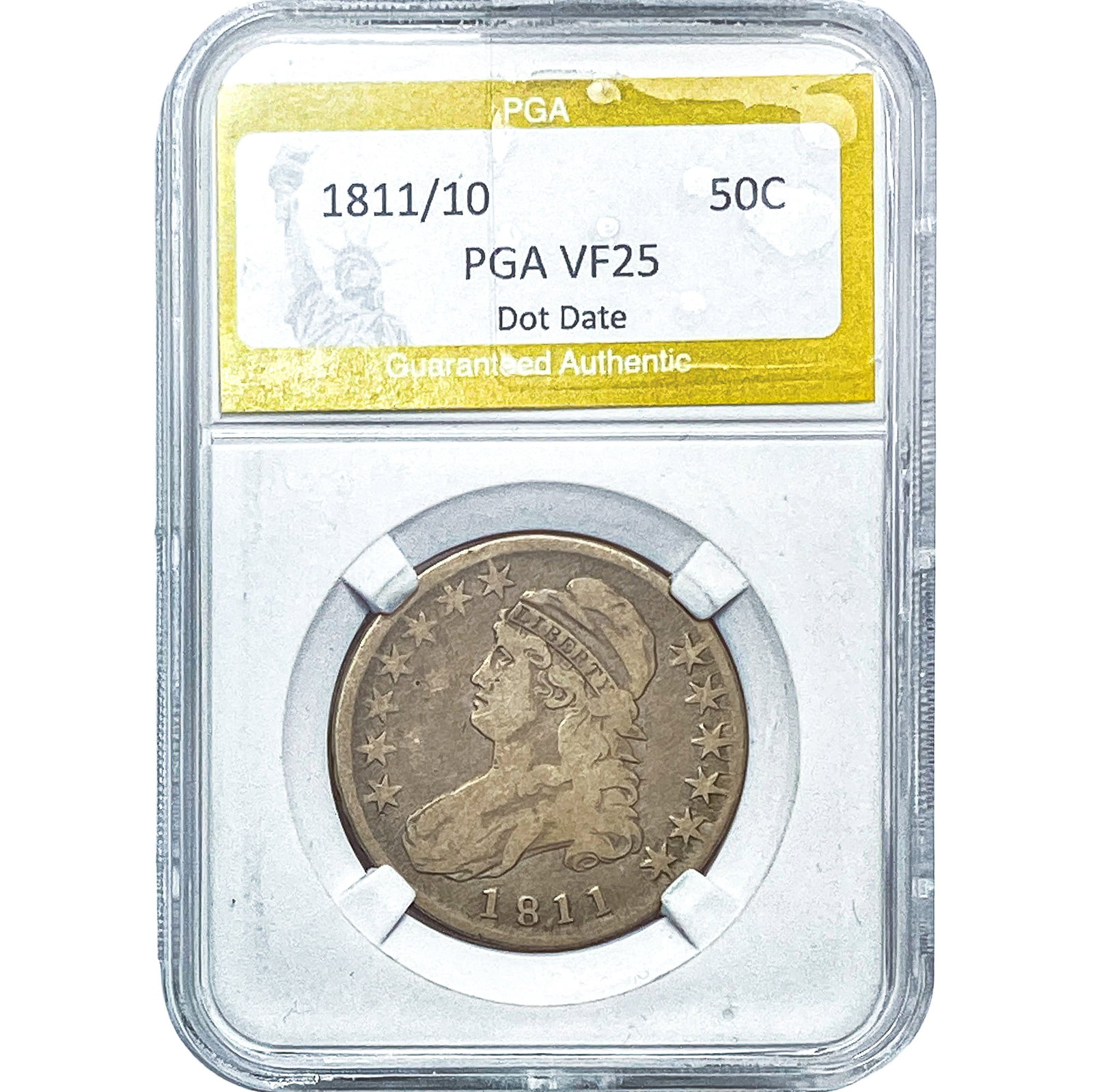 1811/10 Capped Bust Half Dollar PGA VF25 Dot Date