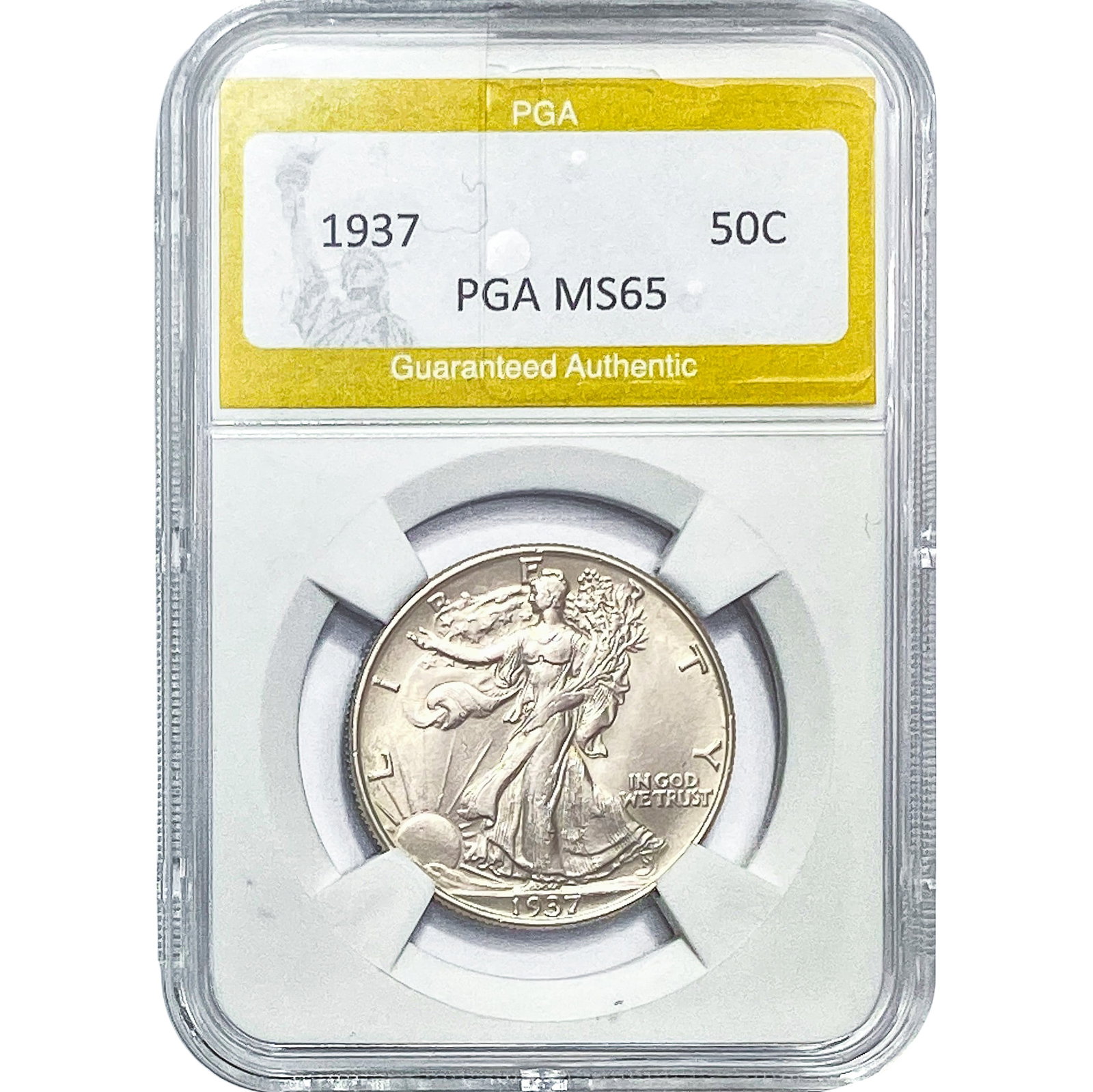 1937 Walking Liberty Half Dollar PGA MS65: 1937 Walking Liberty Half Dollar PGA MS65