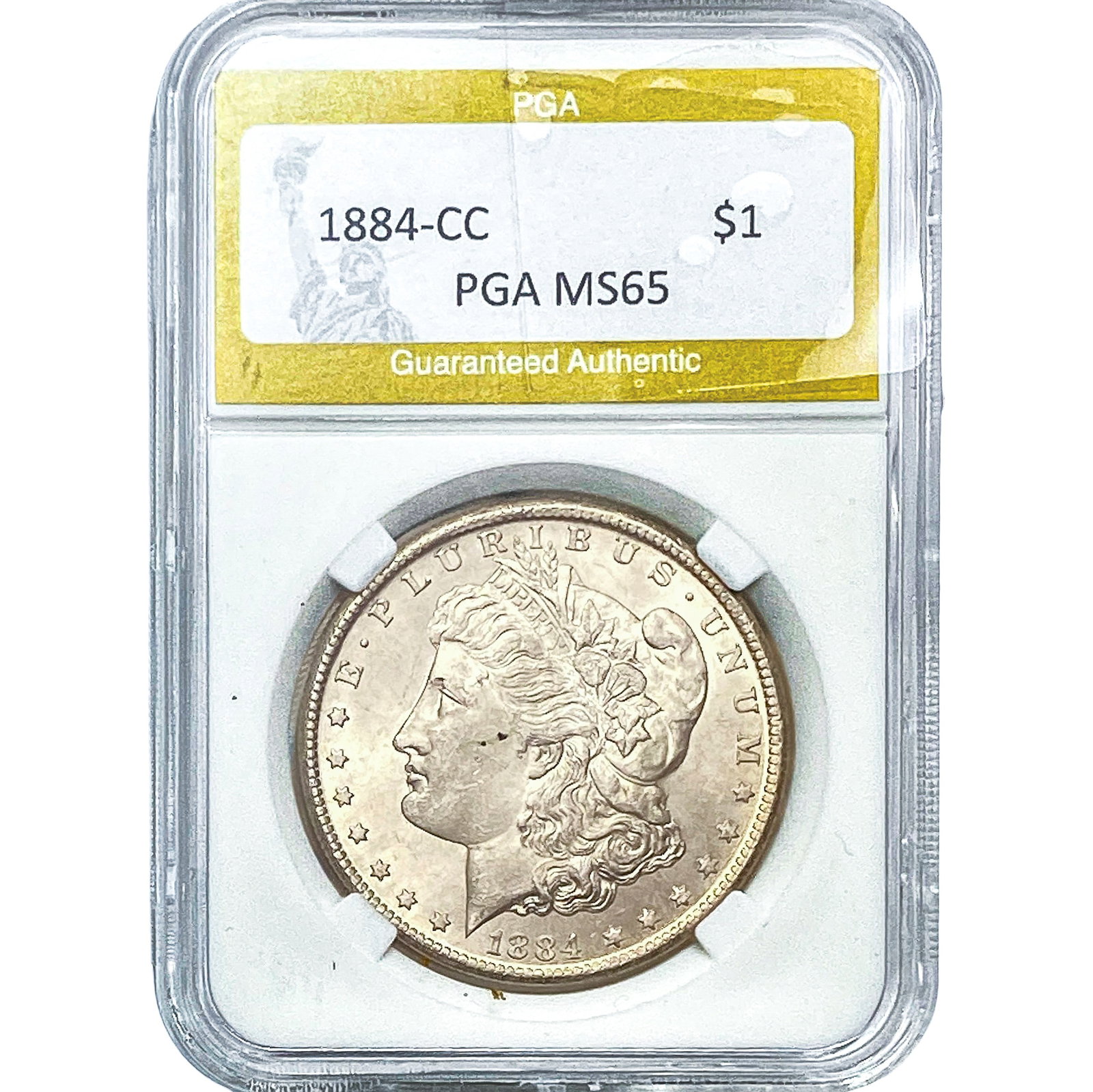 1884-CC Morgan Silver Dollar PGA MS65: 1884-CC Morgan Silver Dollar PGA MS65
