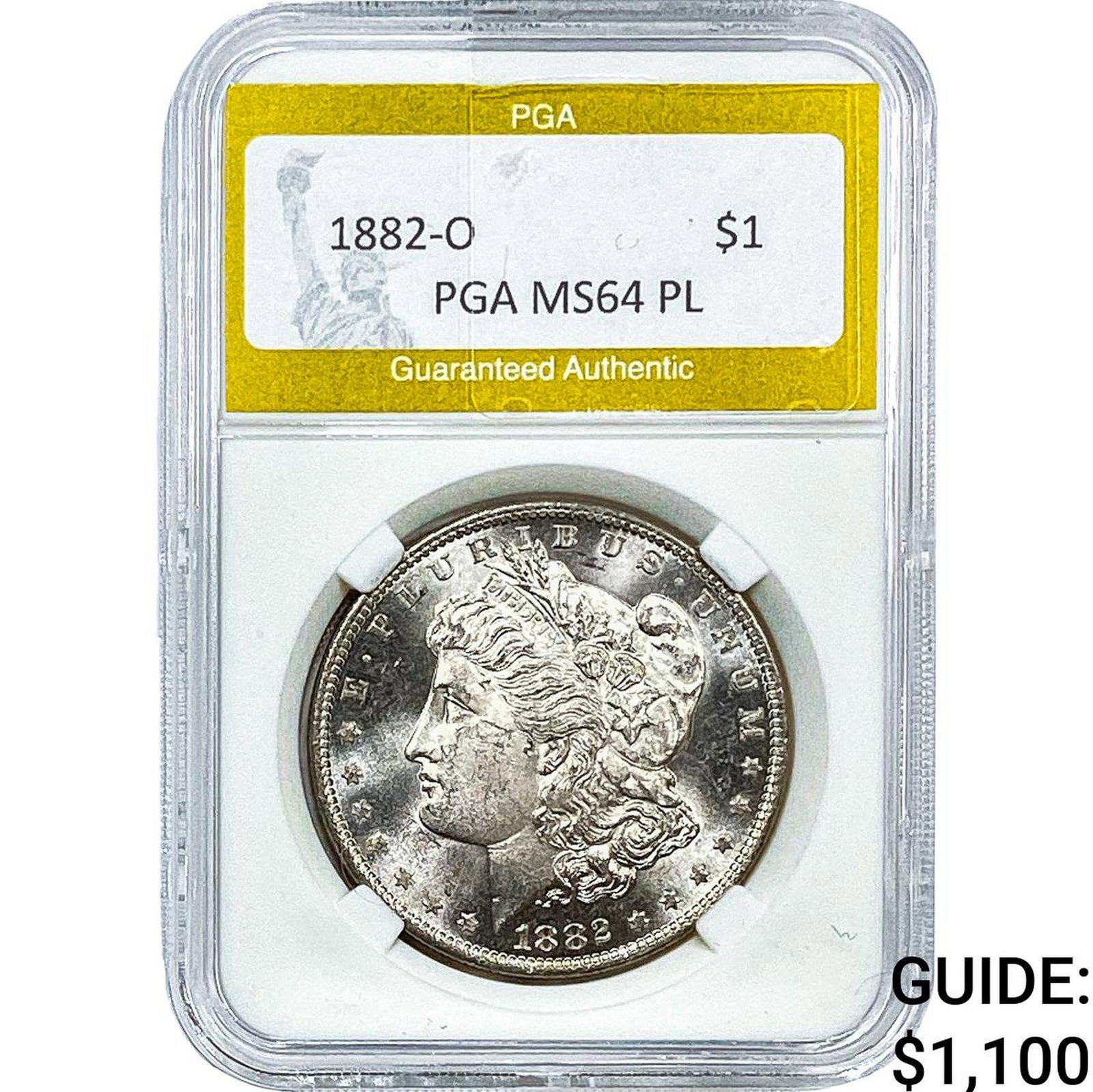 1882-O Morgan Silver Dollar PGA MS64PL: 1882-O Morgan Silver Dollar PGA MS64PL