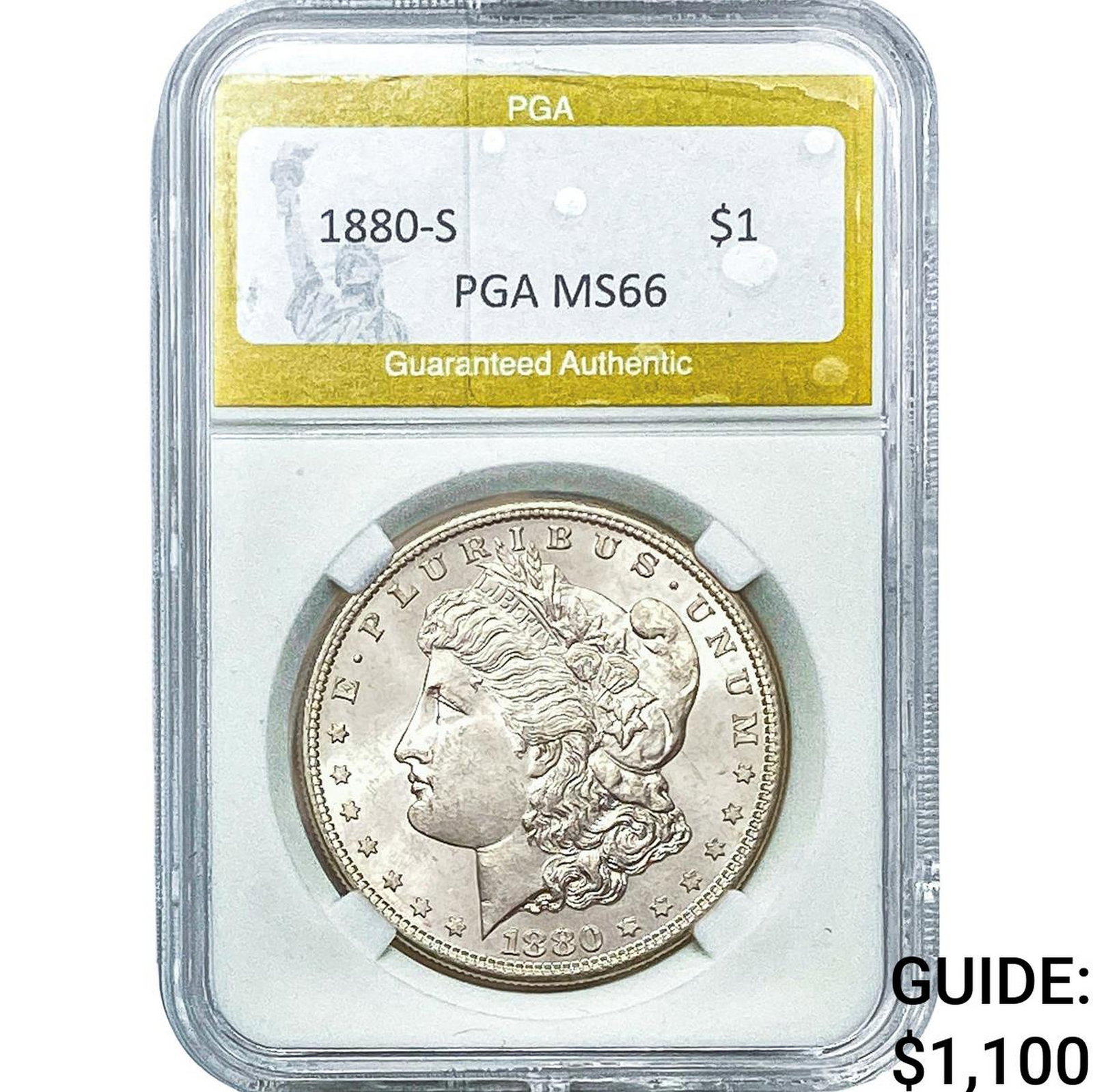 1880-S Morgan Silver Dollar PGA MS66: 1880-S Morgan Silver Dollar PGA MS66