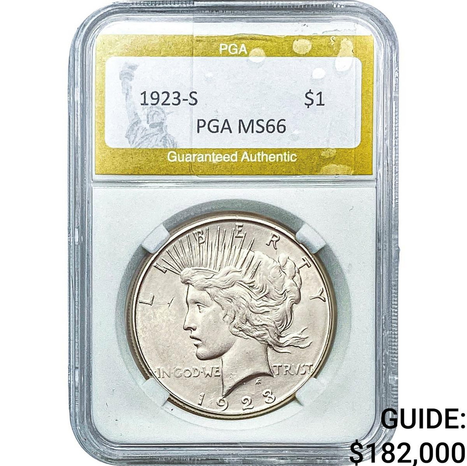 1923-S Silver Peace Dollar PGA MS66: 1923-S Silver Peace Dollar PGA MS66