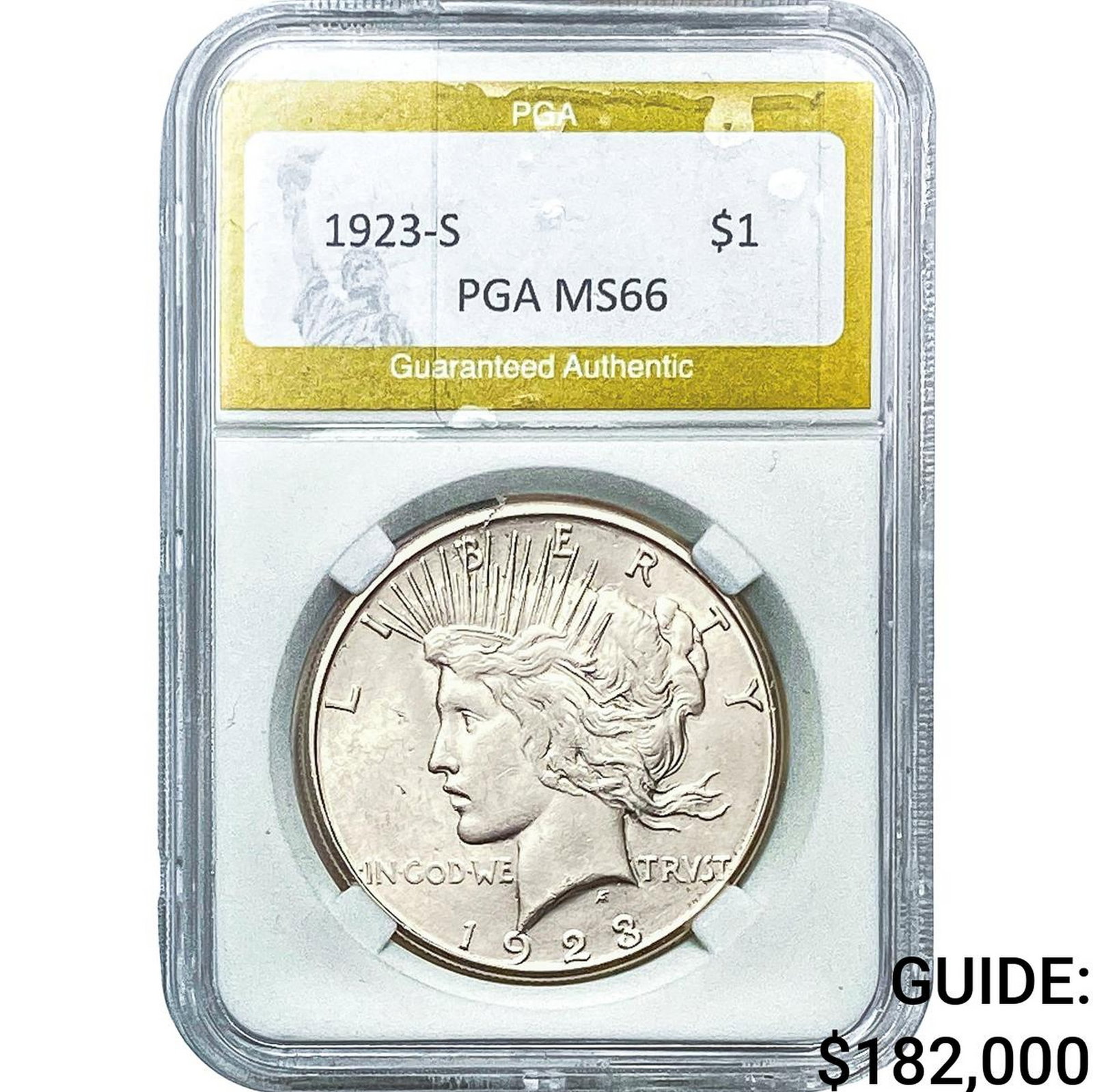 1923-S Silver Peace Dollar PGA MS66: 1923-S Silver Peace Dollar PGA MS66