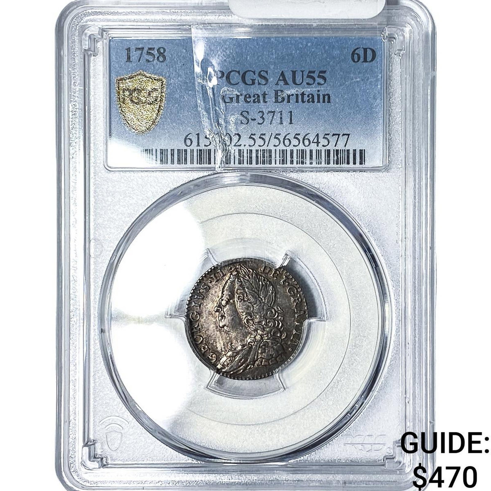 1758 Great Britain Silver 6 Pence PCGS AU55 (1 of 2)