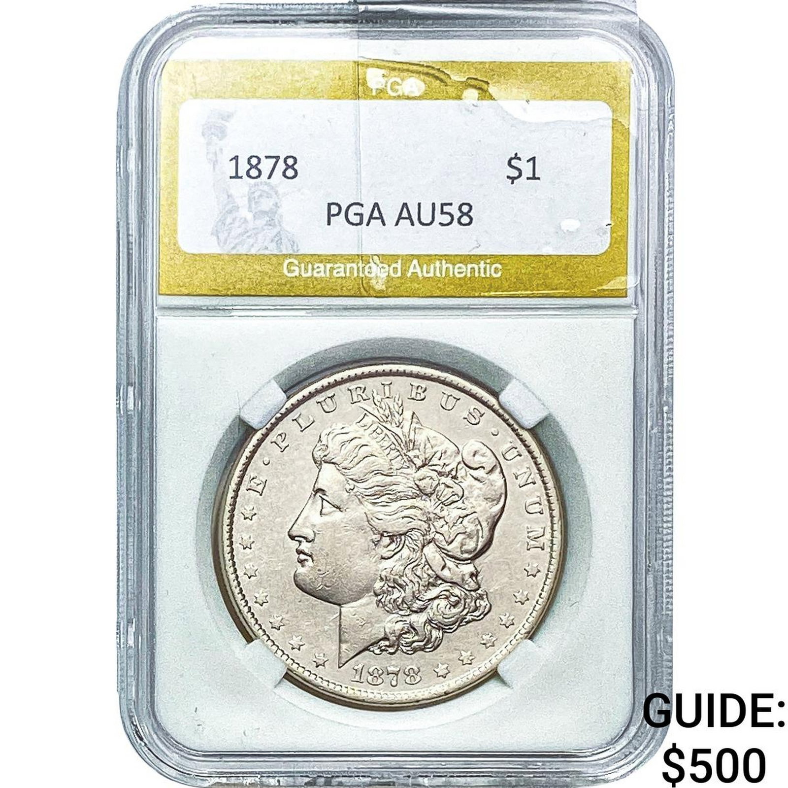 1878 Morgan Silver Dollar PGA AU58: 1878 Morgan Silver Dollar PGA AU58