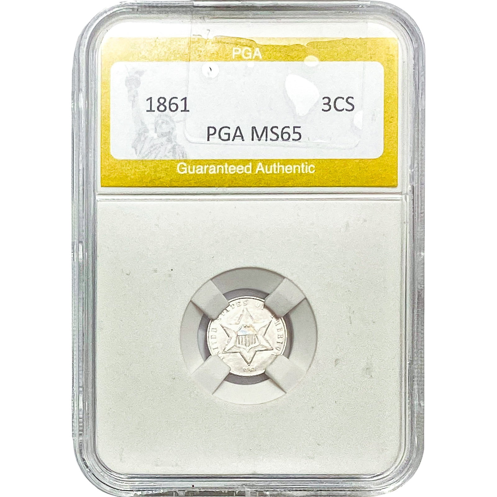1861 Silver Three Cent PGA MS65: 1861 Silver Three Cent PGA MS65