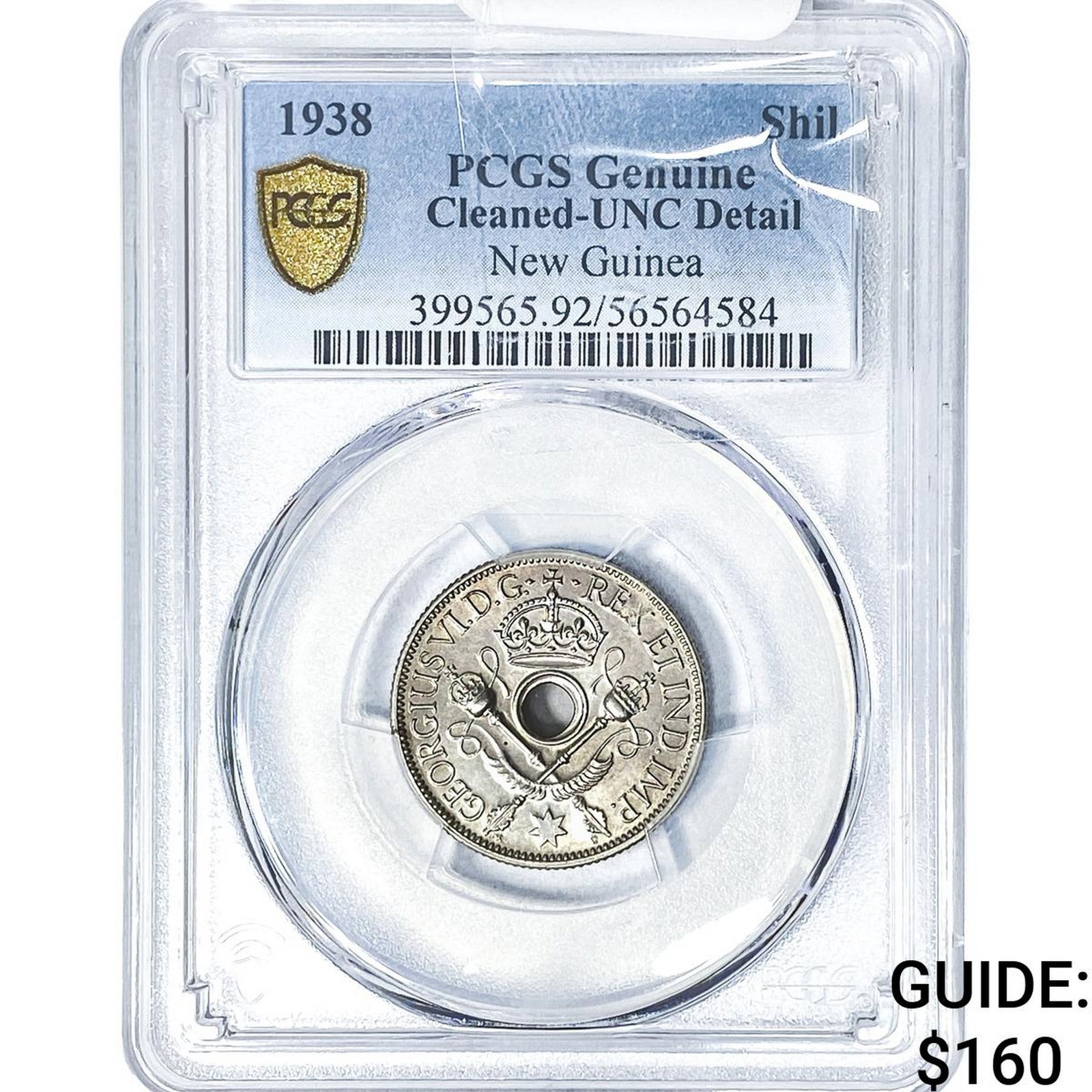 1938 New Guinea Silver Shilling PCGS UNC Details: 1938 New Guinea Silver Shilling PCGS UNC Details