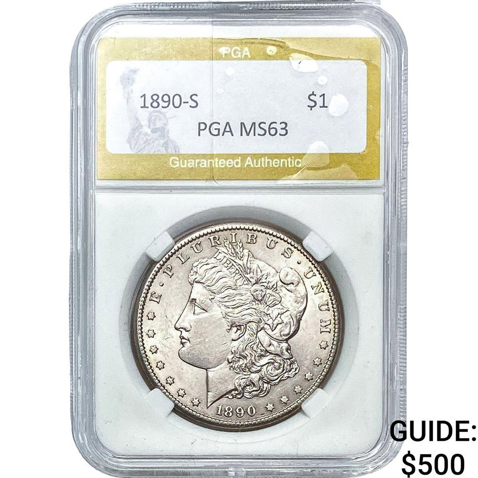 1890-S Morgan Silver Dollar PGA MS63: 1890-S Morgan Silver Dollar PGA MS63