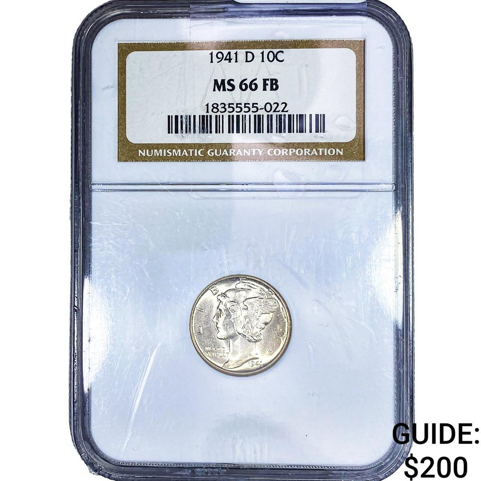1941-D Mercury Silver Dime NGC MS66 FB: 1941-D Mercury Silver Dime NGC MS66 FB
